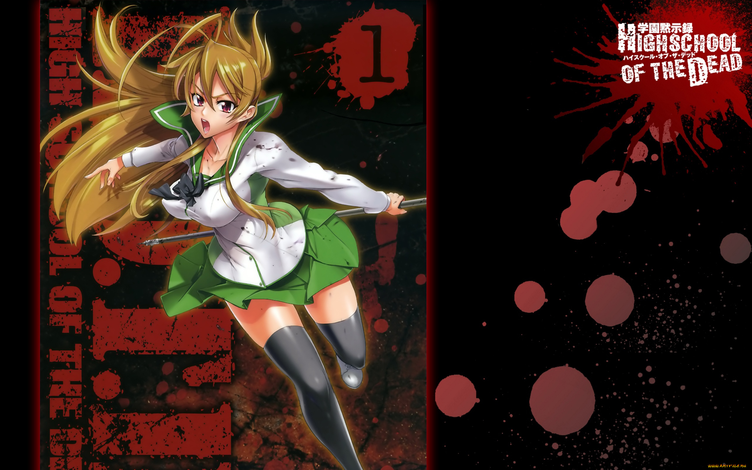 аниме, highschool, of, the, dead, девушка