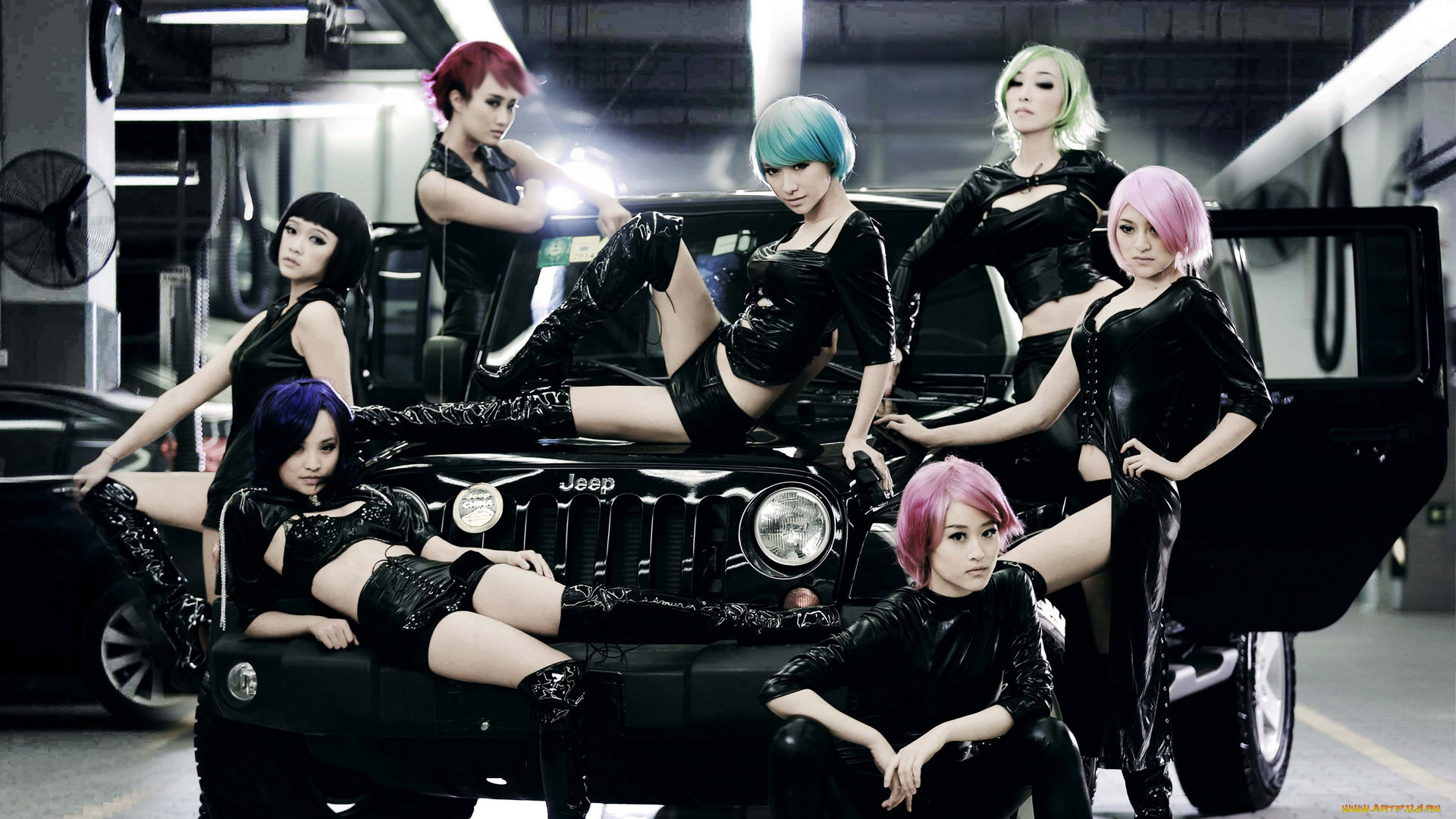 автомобили, авто, девушками, джип, девушки