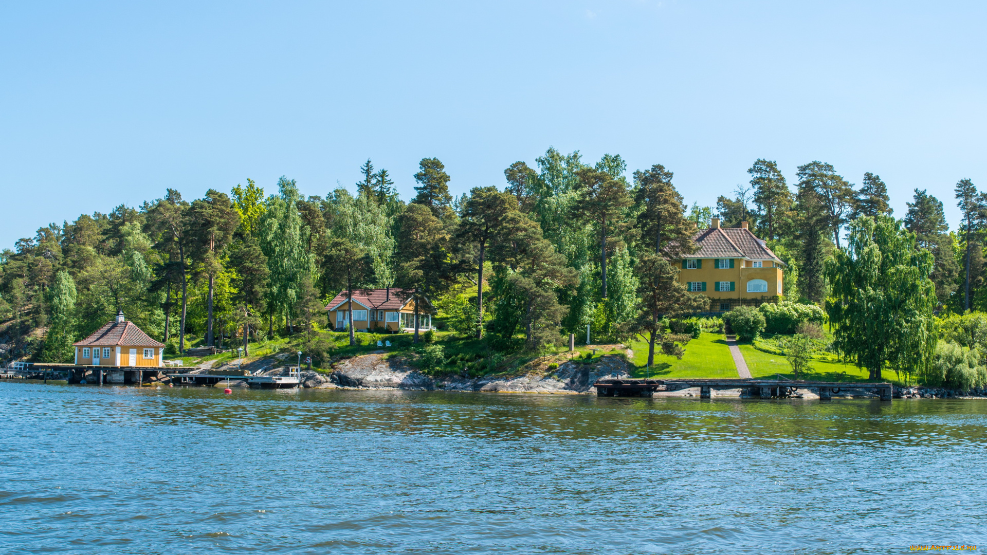 швеция, vaxholm, города, улицы, площади, набережные, дома, берег, река