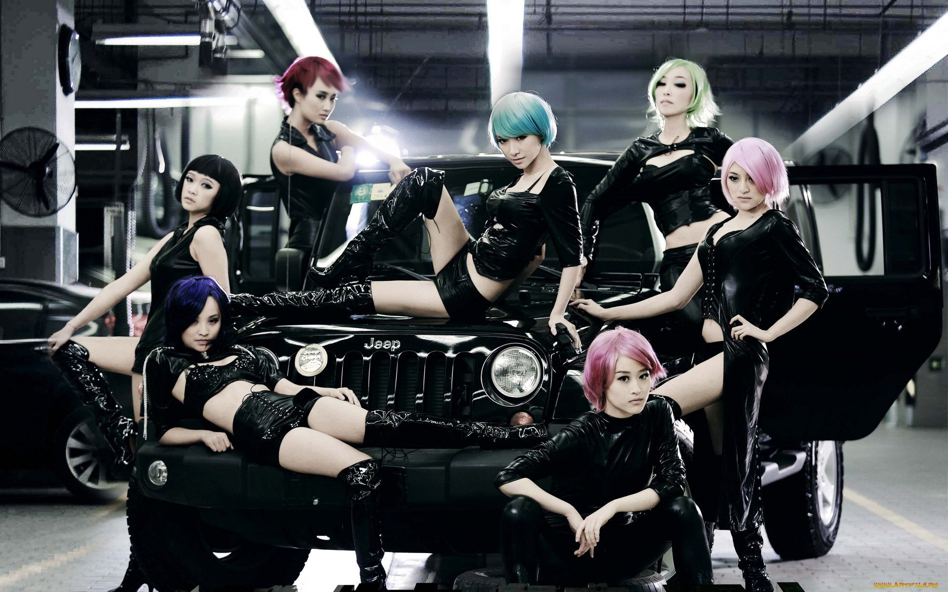 автомобили, авто, девушками, джип, девушки