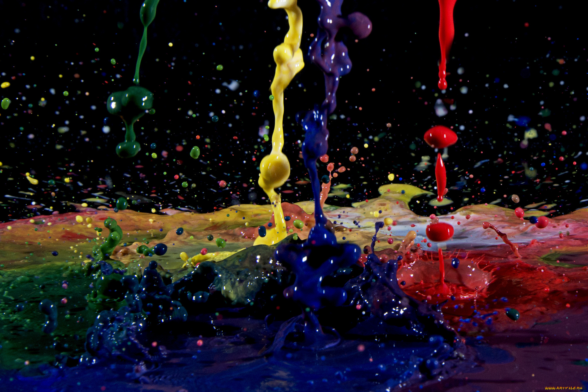 разное, капли, брызги, всплески, краска, макро