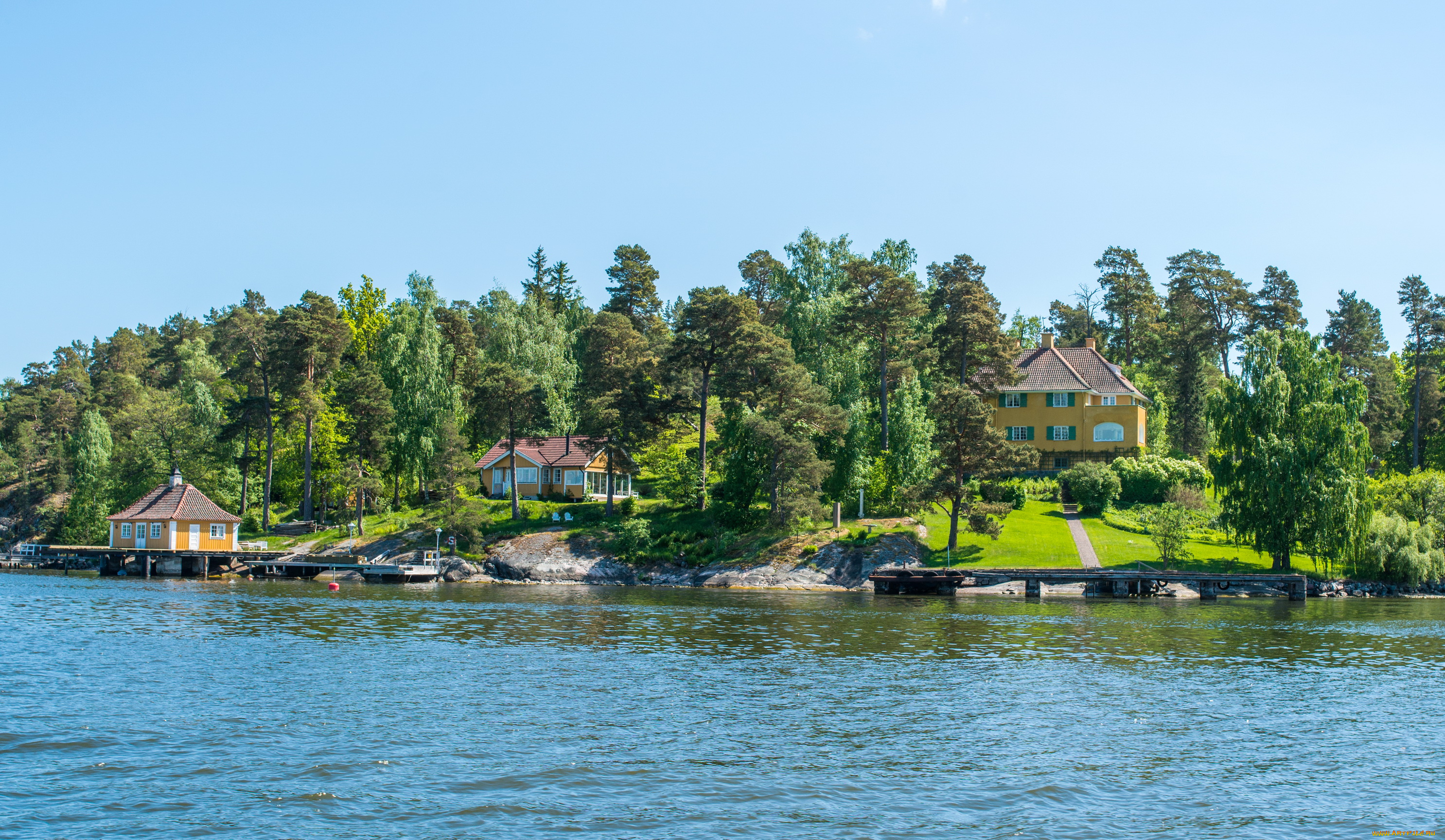 швеция, vaxholm, города, улицы, площади, набережные, дома, берег, река