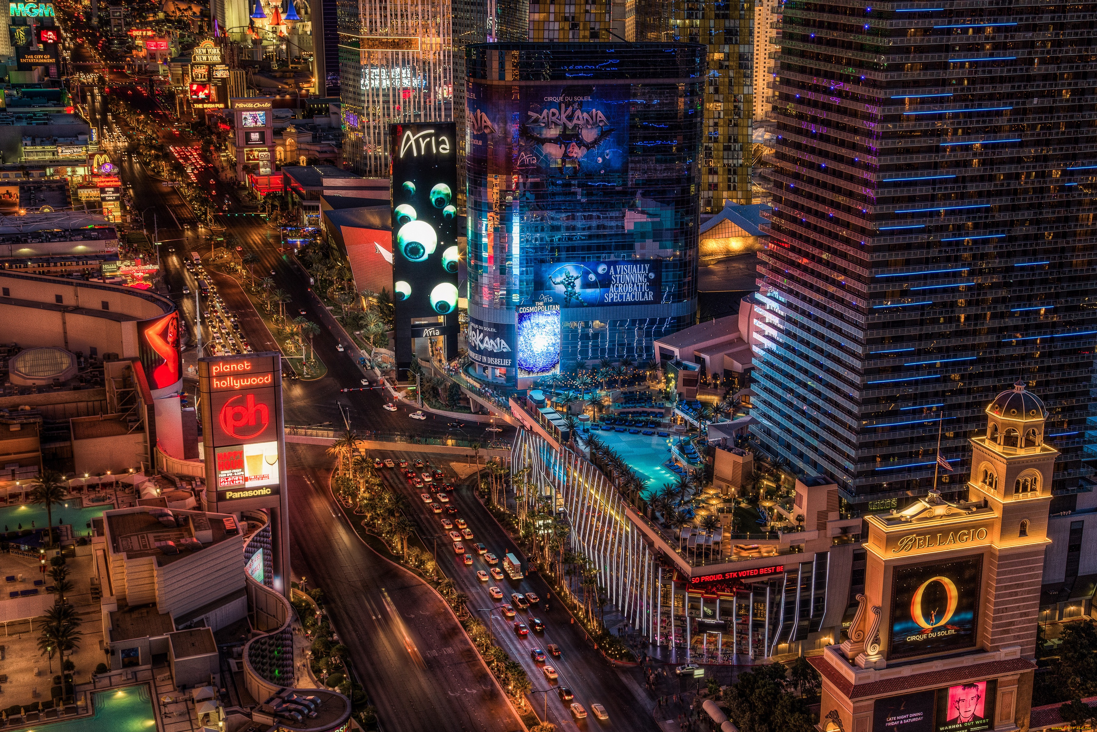 города, лас, вегас, сша, здания, ночь, hdr