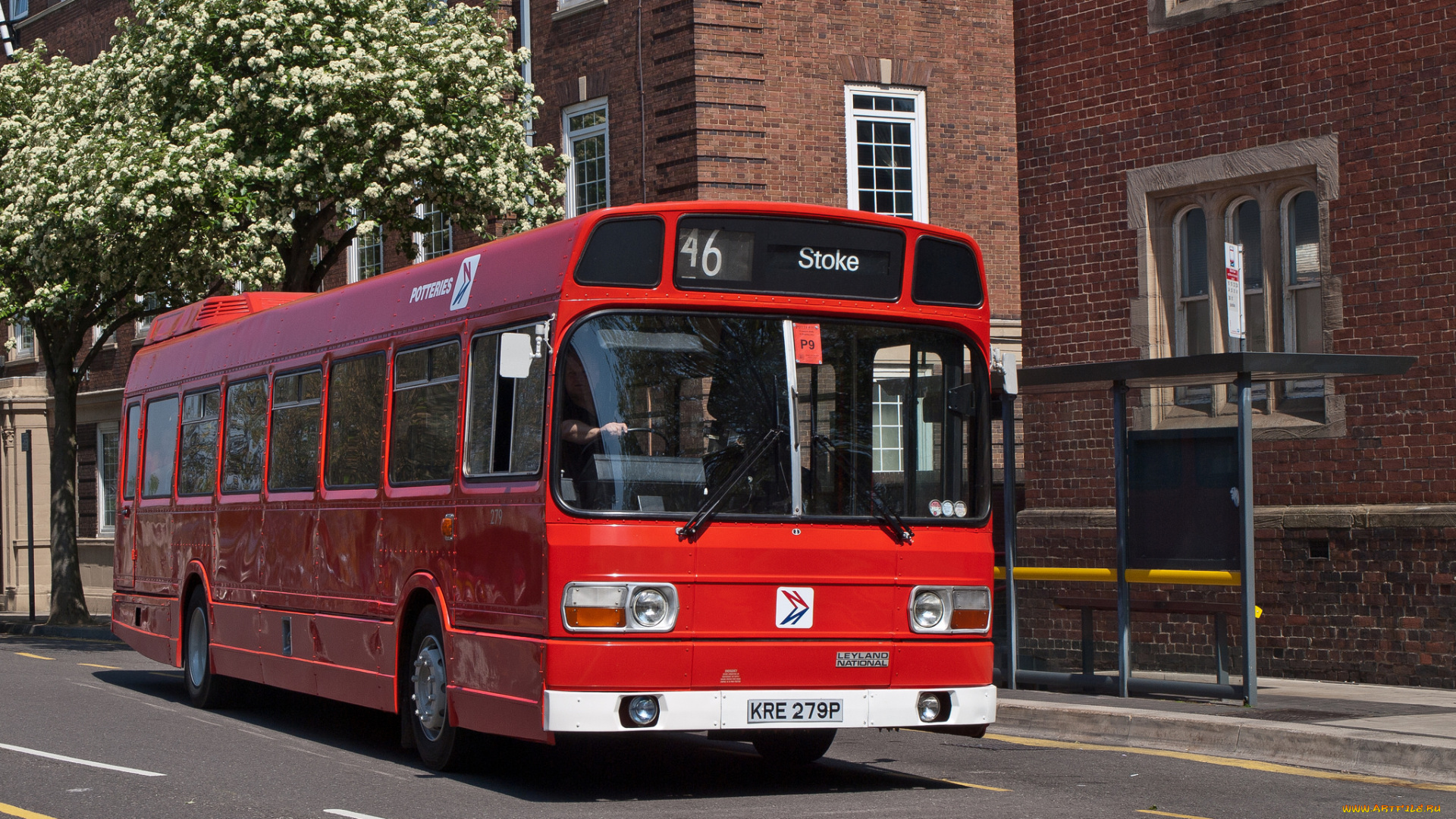1975, leyland, national, pmt279, stoke, railway, station, автомобили, автобусы, общественный, транспорт, автобус