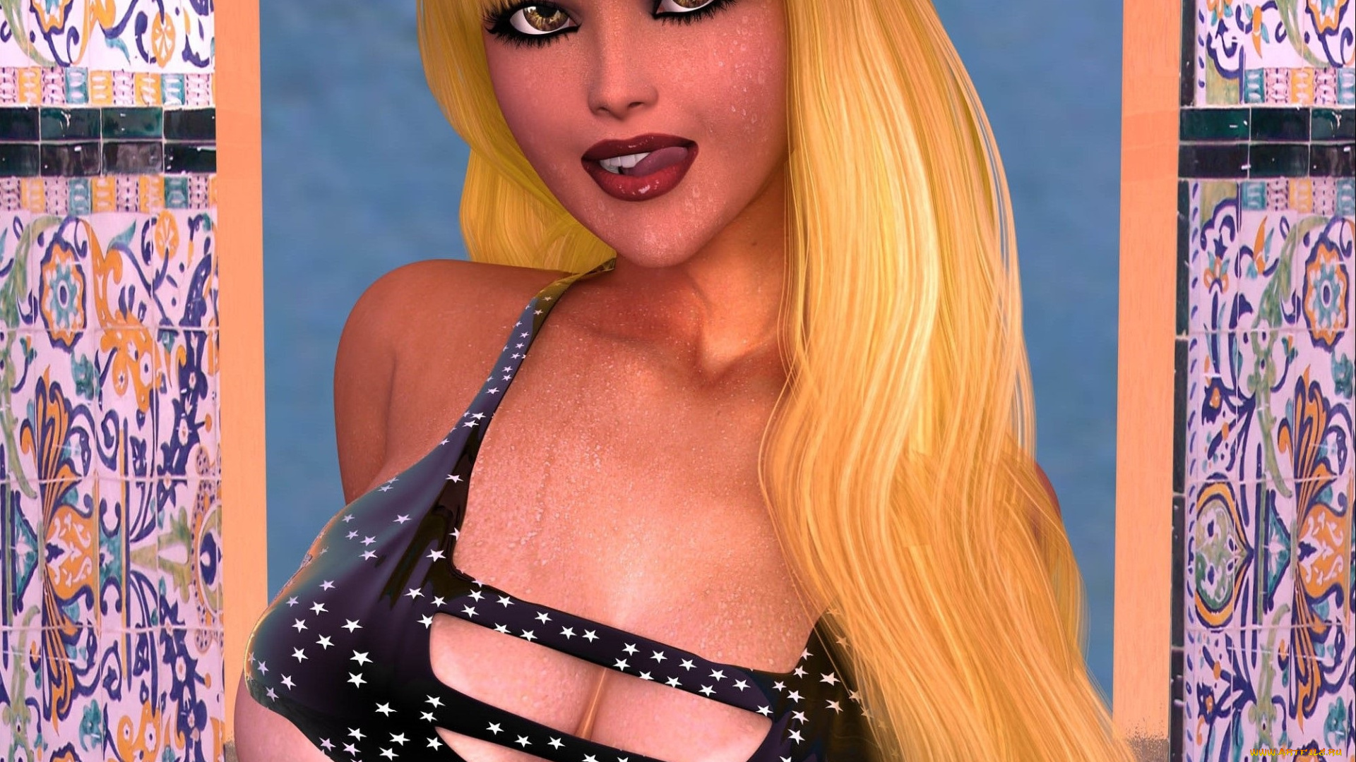 3д, графика, люди, , people, девушка, улыбка, взгляд