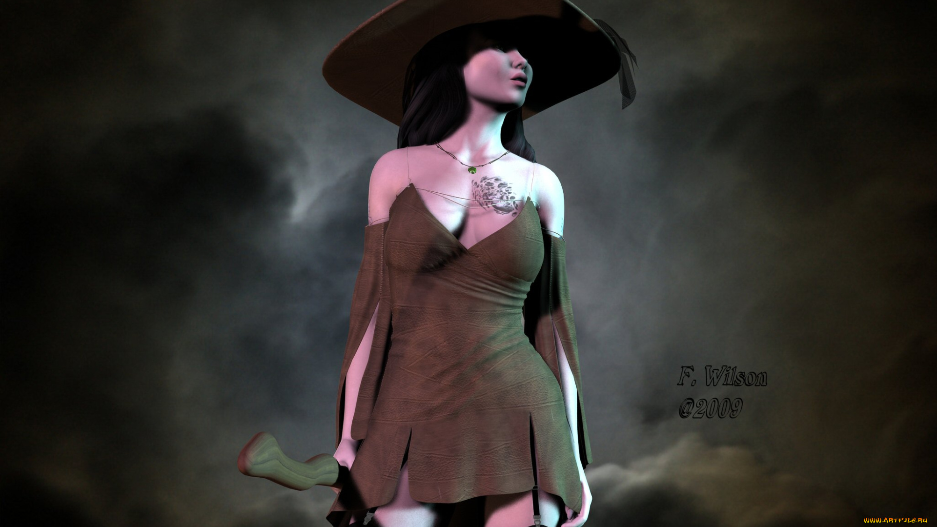 3д, графика, люди, , people, девушка, взгляд, шляпа