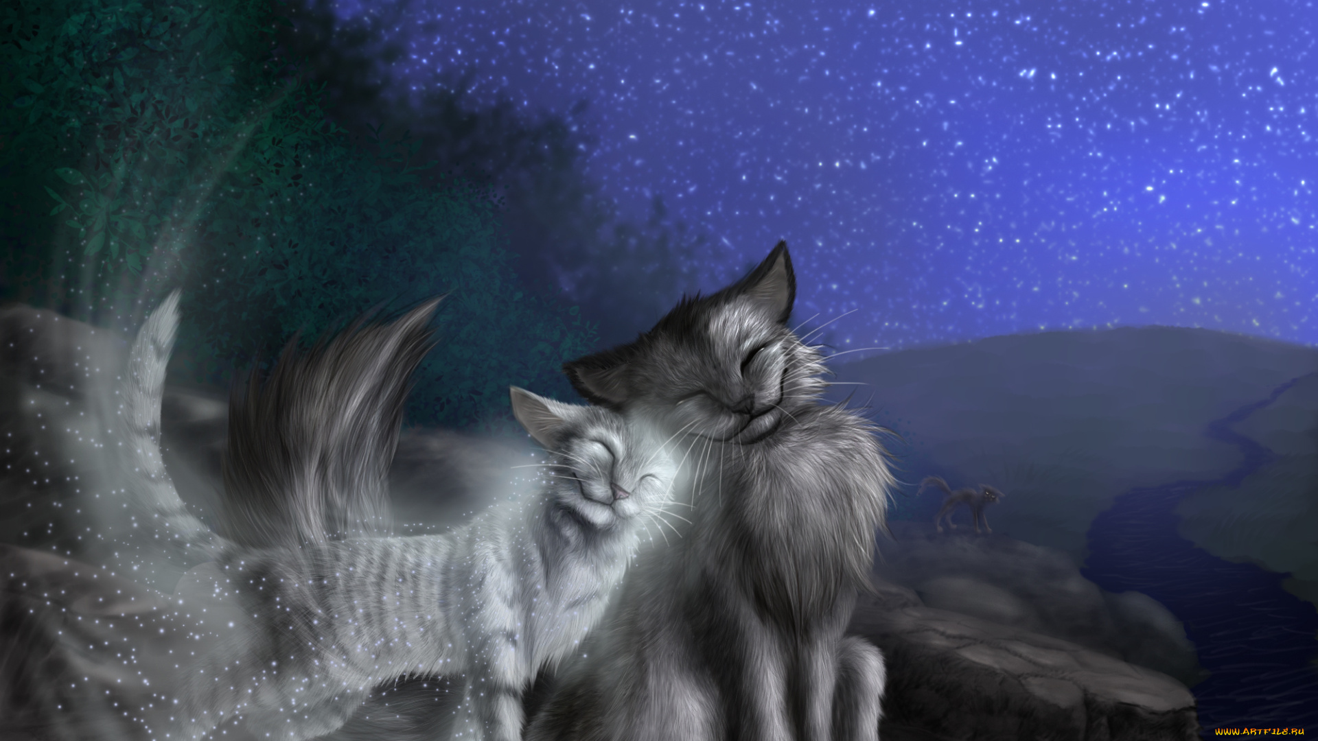 рисованные, животные, , коты, кошки