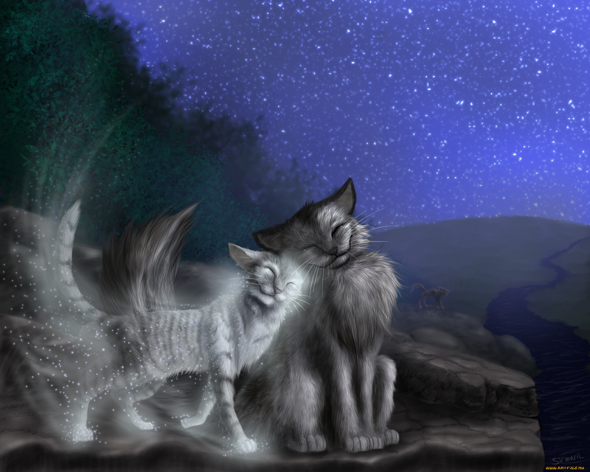 рисованные, животные, , коты, кошки