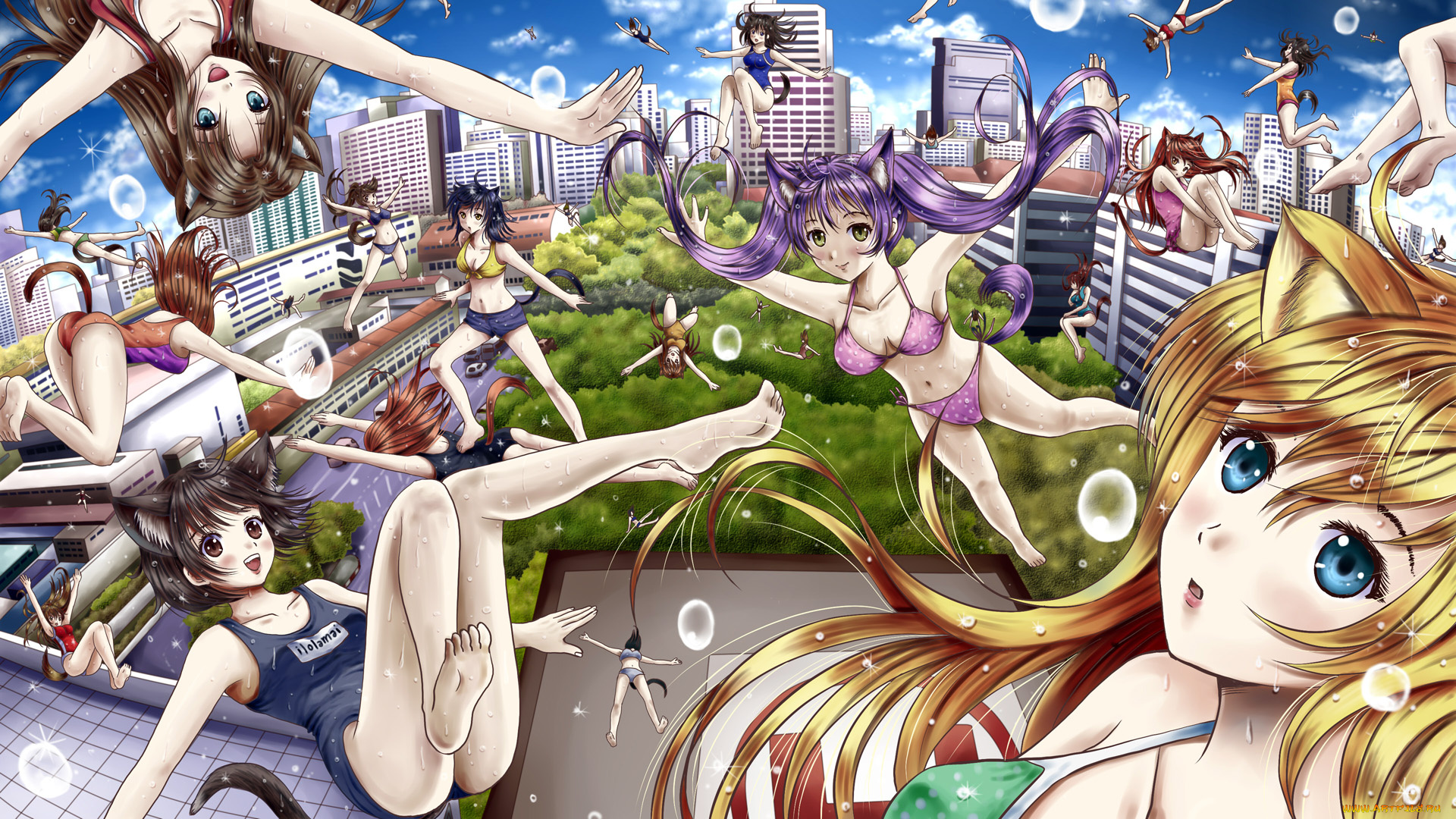 аниме, unknown, , другое, город, девушки