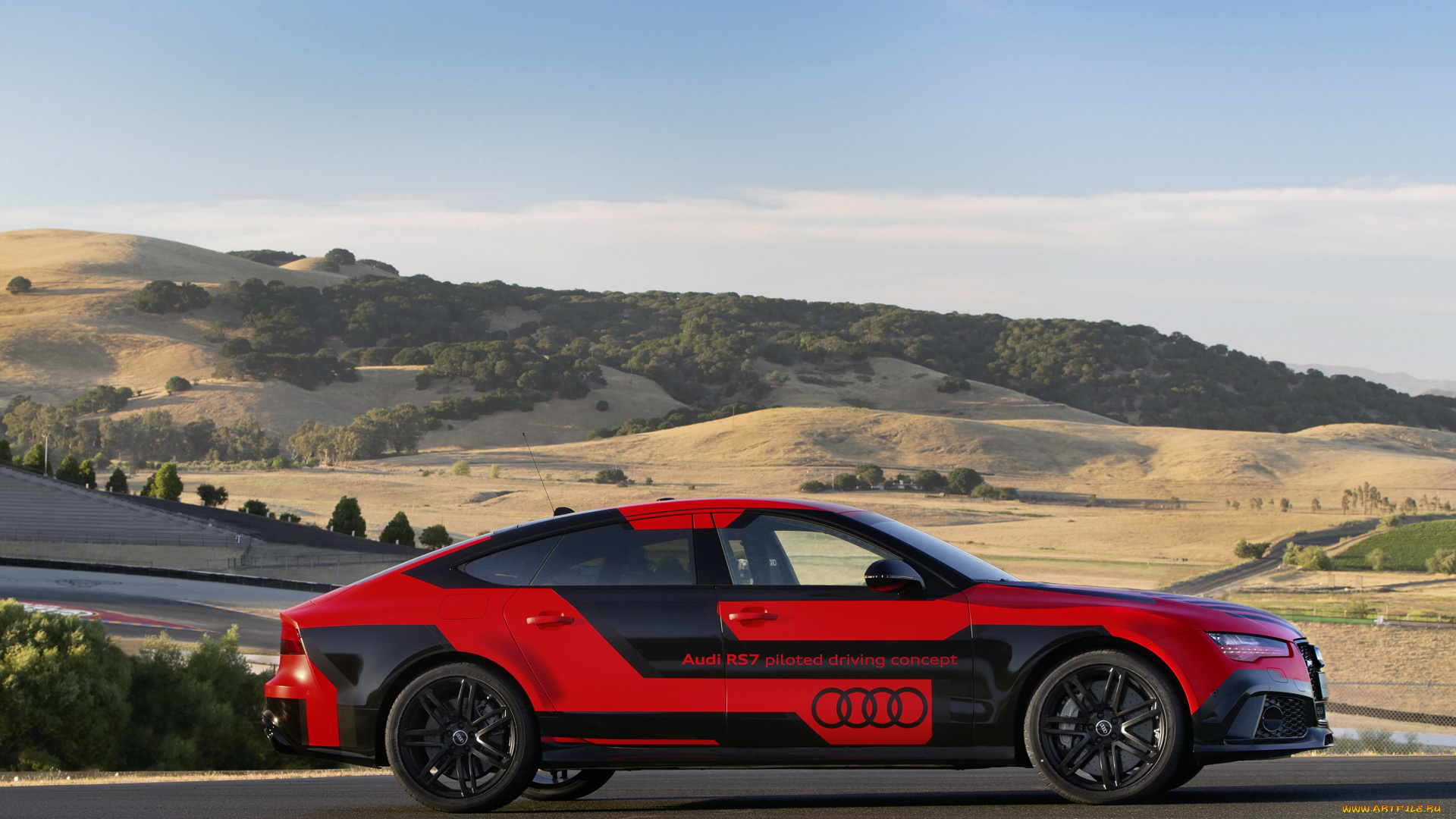 автомобили, audi, driving, красный, piloted, sportback, rs, 7, 2014г, concept