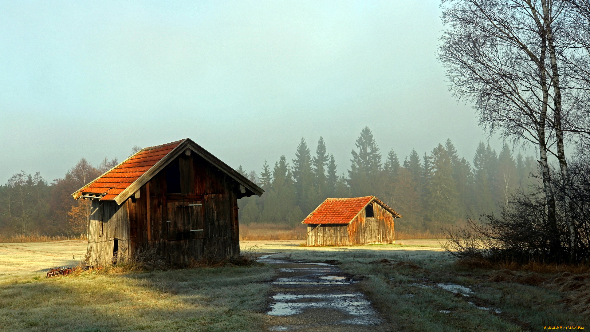 разное, развалины, , руины, , металлолом, пейзаж, дома, поле