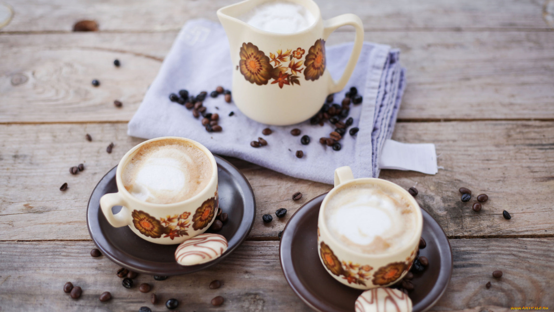 еда, кофе, , кофейные, зёрна, посуда, пенка, печенье