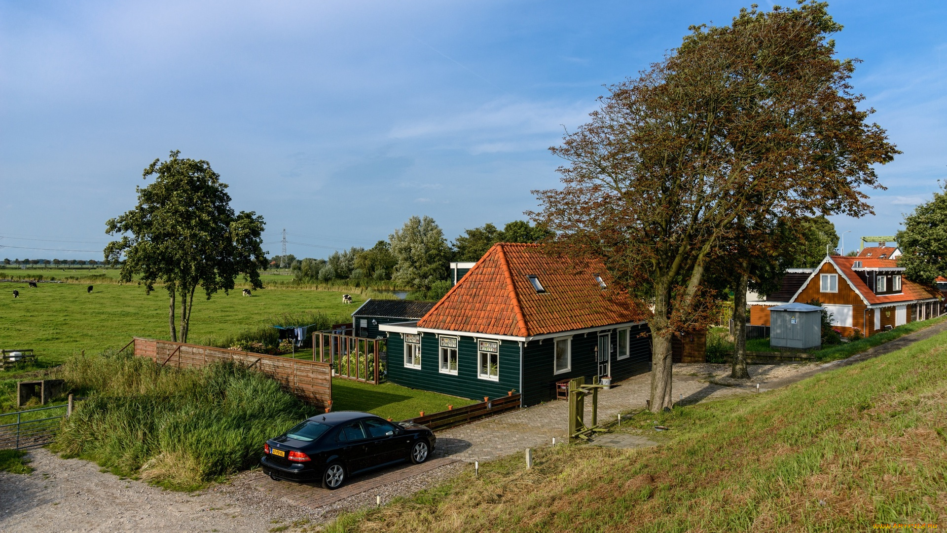 города, -, здания, , дома, дома, машина, деревья, трава