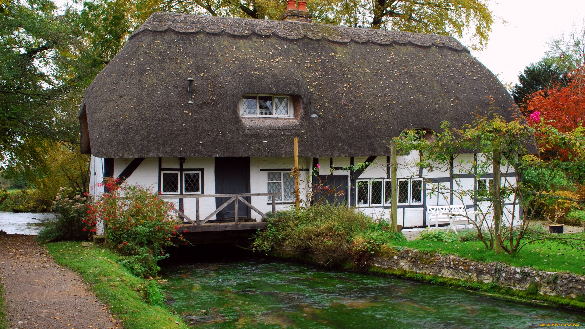 города, -, здания, , дома, водоем, трава, деревья, цветы