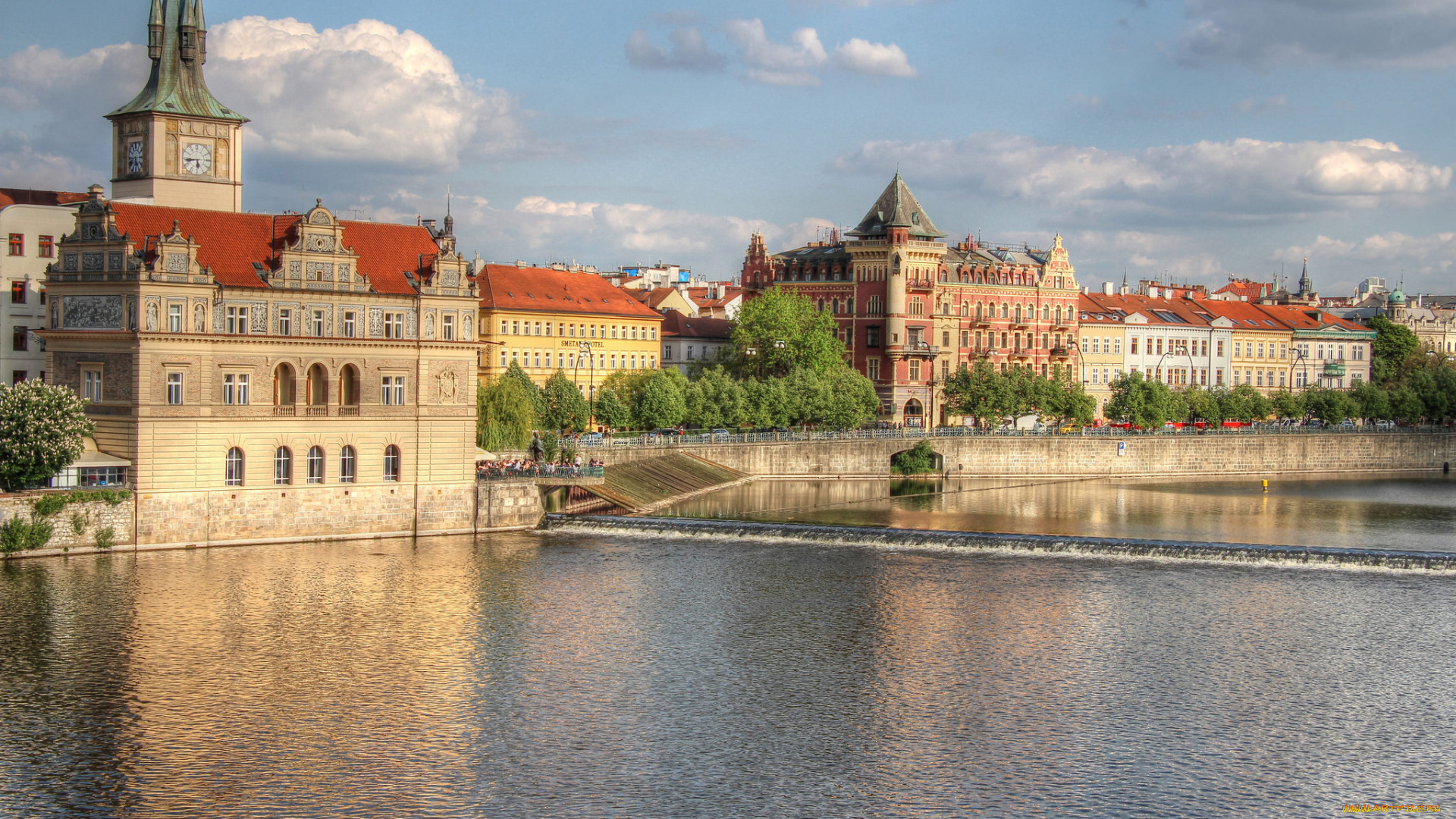 prague, города, прага, , Чехия, панорама, река