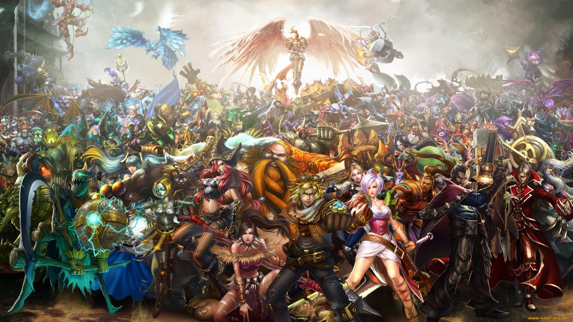 видео, игры, league, of, legends, герои, коллаж, персонажи