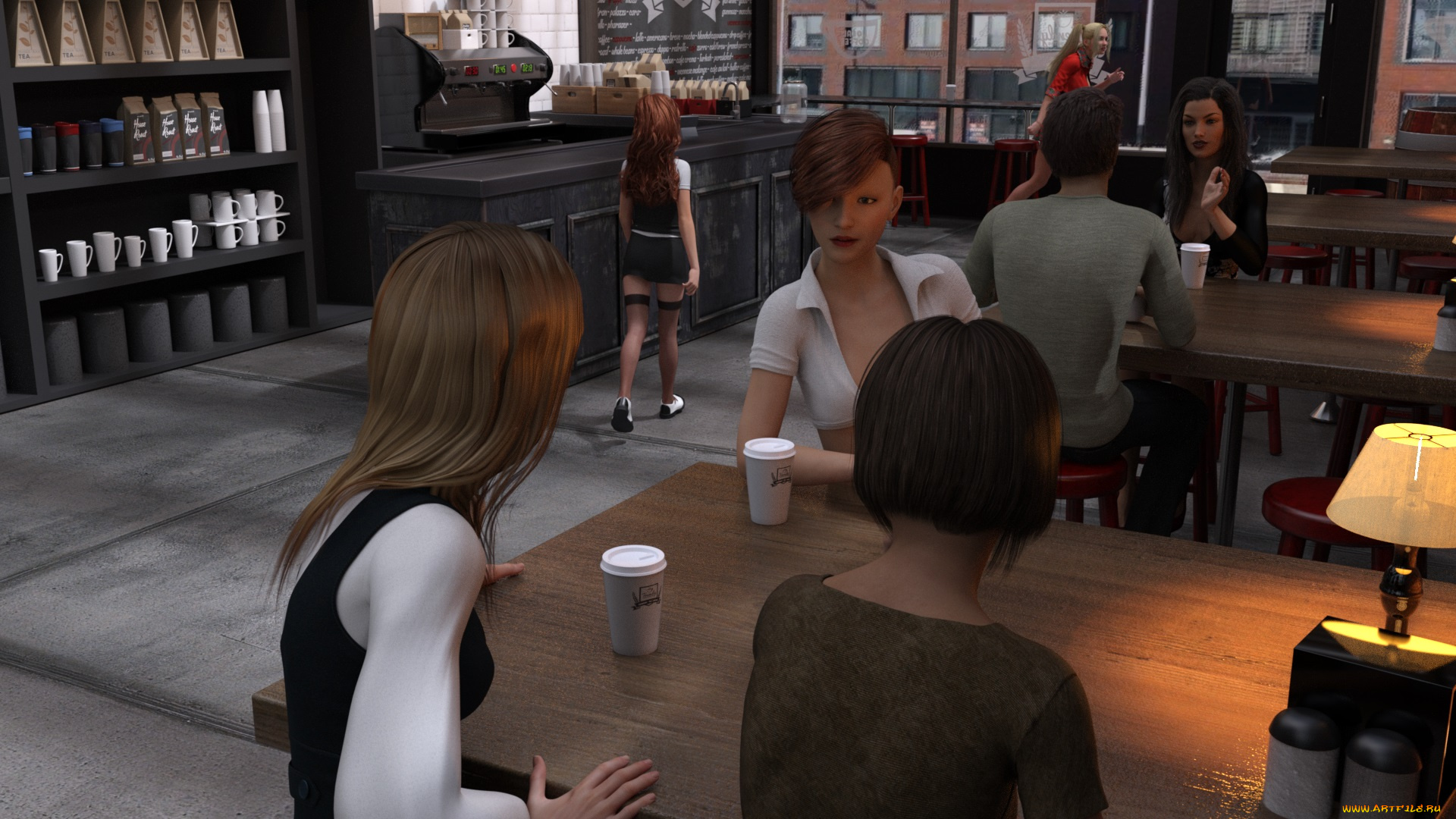 3д, графика, люди, , people, девушка, взгляд, фон