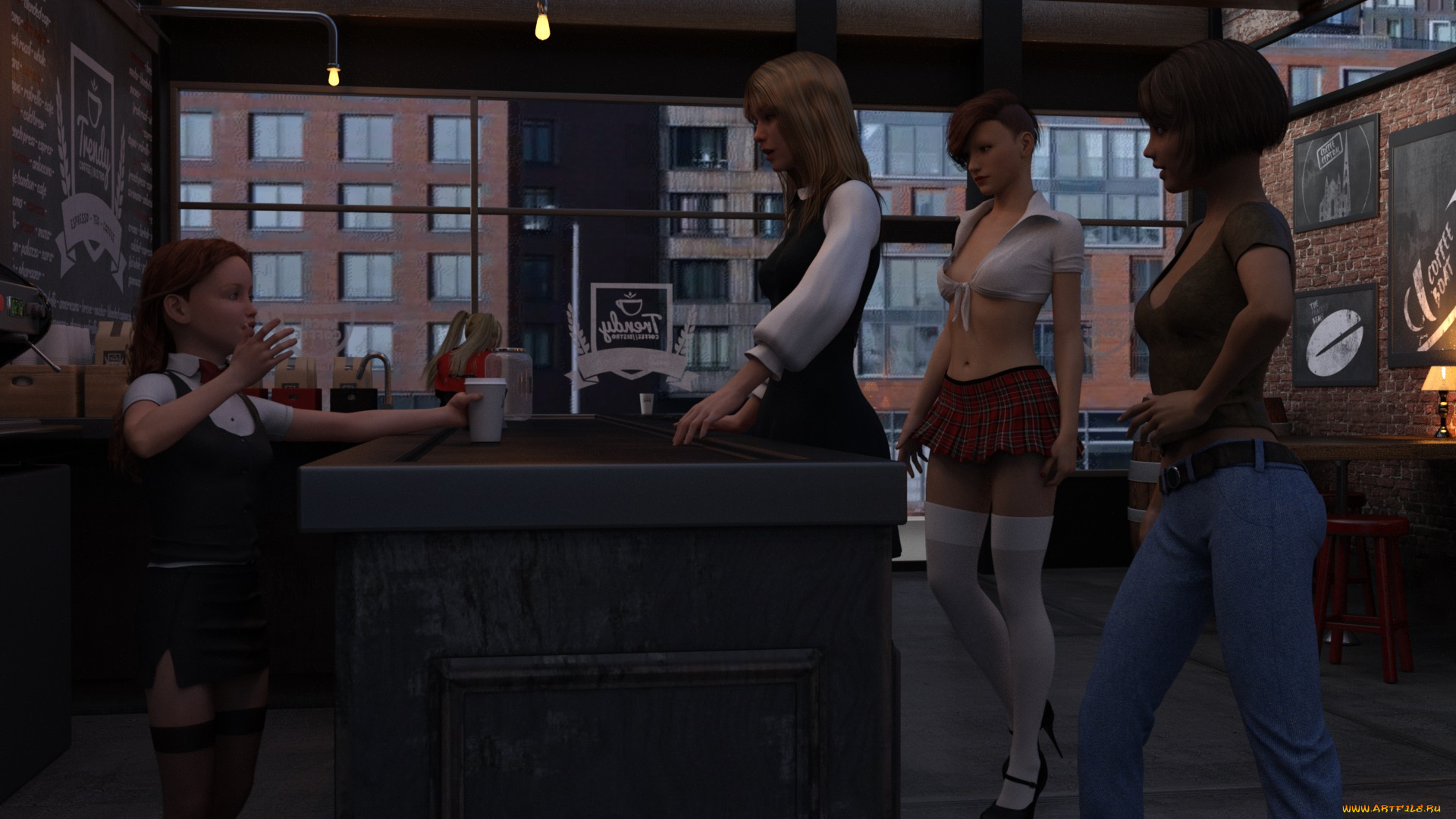 3д, графика, люди, , people, взгляд, девушки, фон