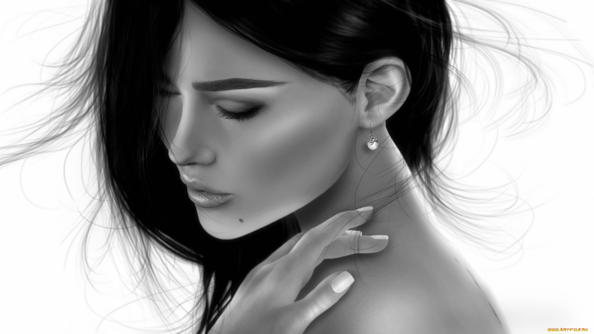 3д, графика, портрет, , portraits, настроение, фон, девушка, взгляд, нежность