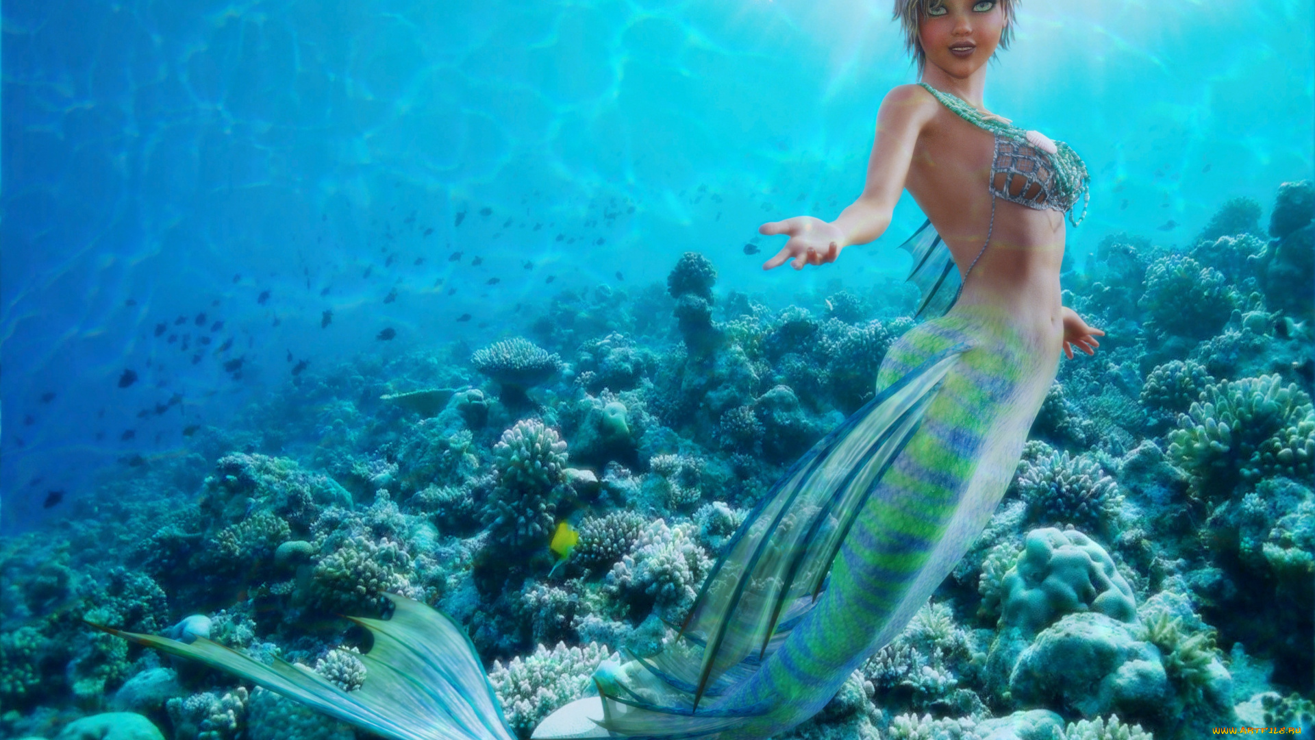 3д, графика, существа, , creatures, фон, девушка, взгляд