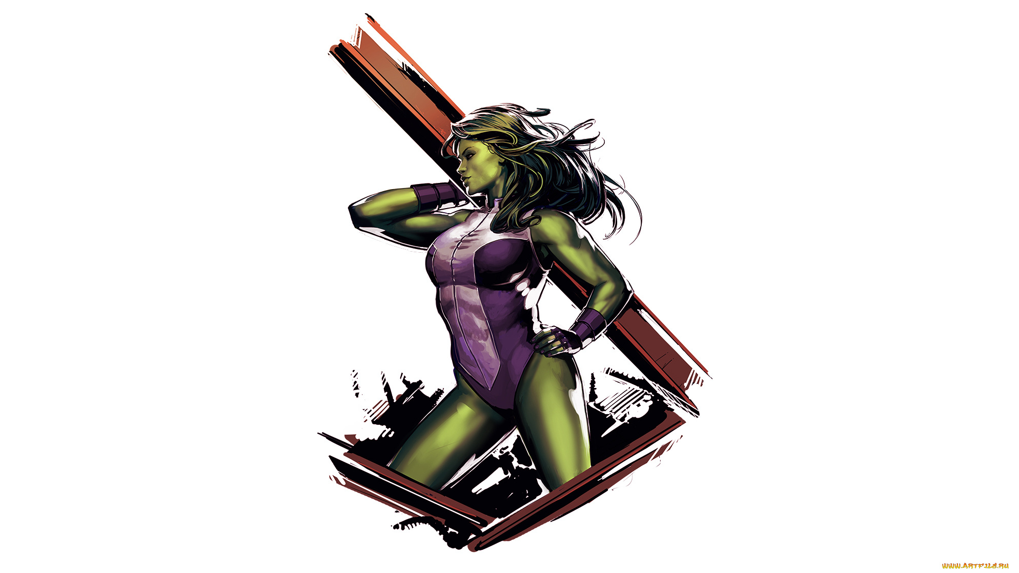 рисованное, комиксы, девушка, рельсы, фон