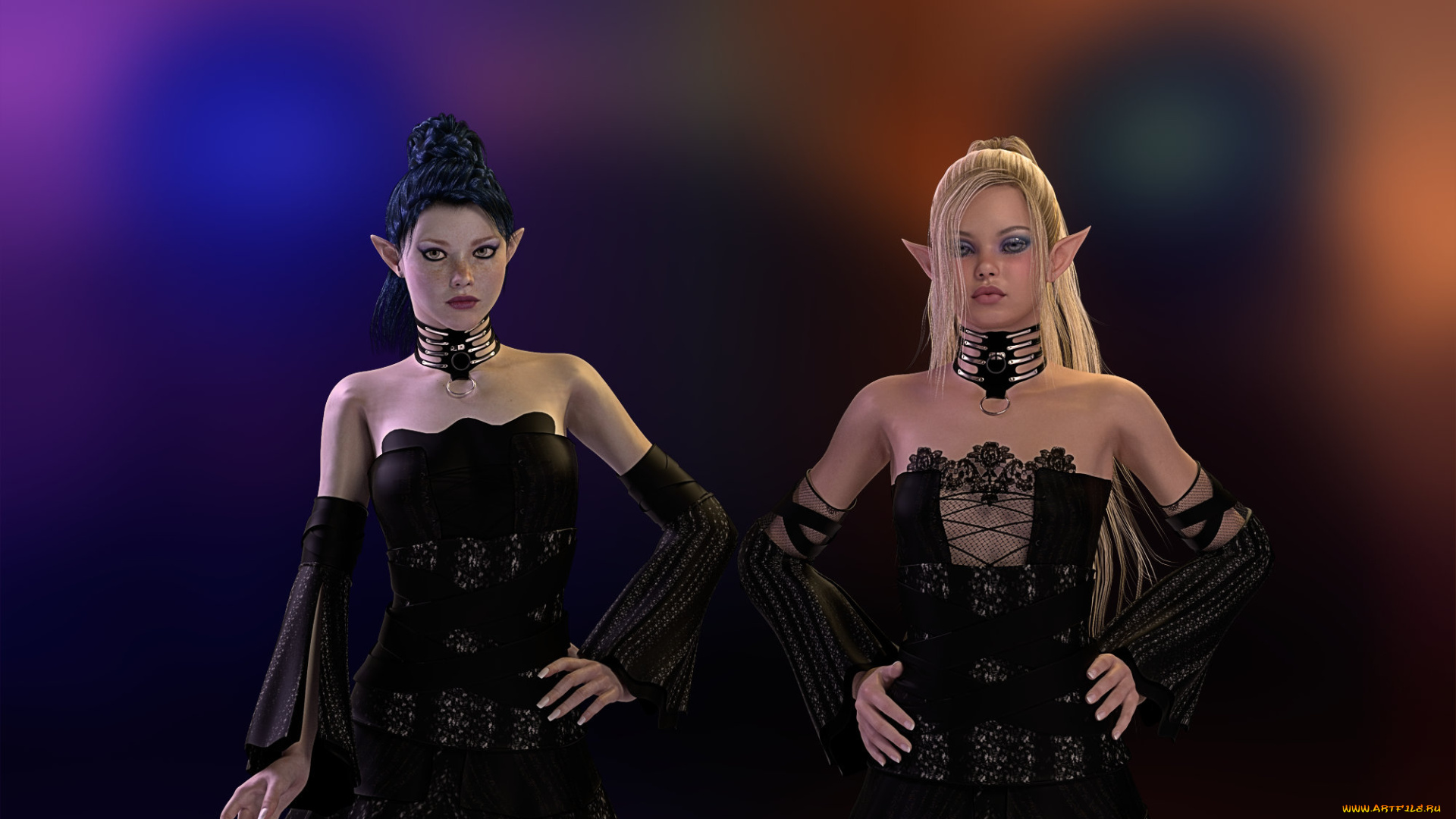 3д, графика, эльфы, , elves, фон, взгляд, эльфийка