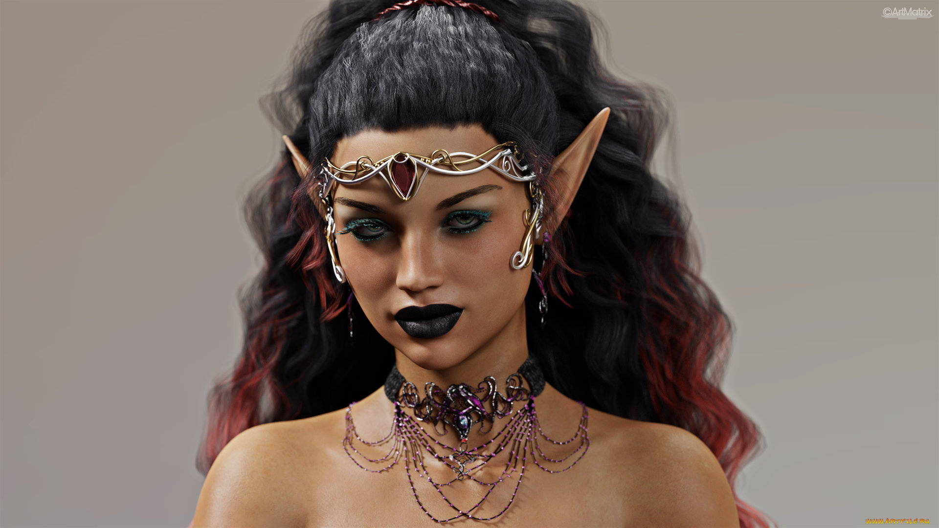 3д, графика, эльфы, , elves, фон, взгляд, эльфийка