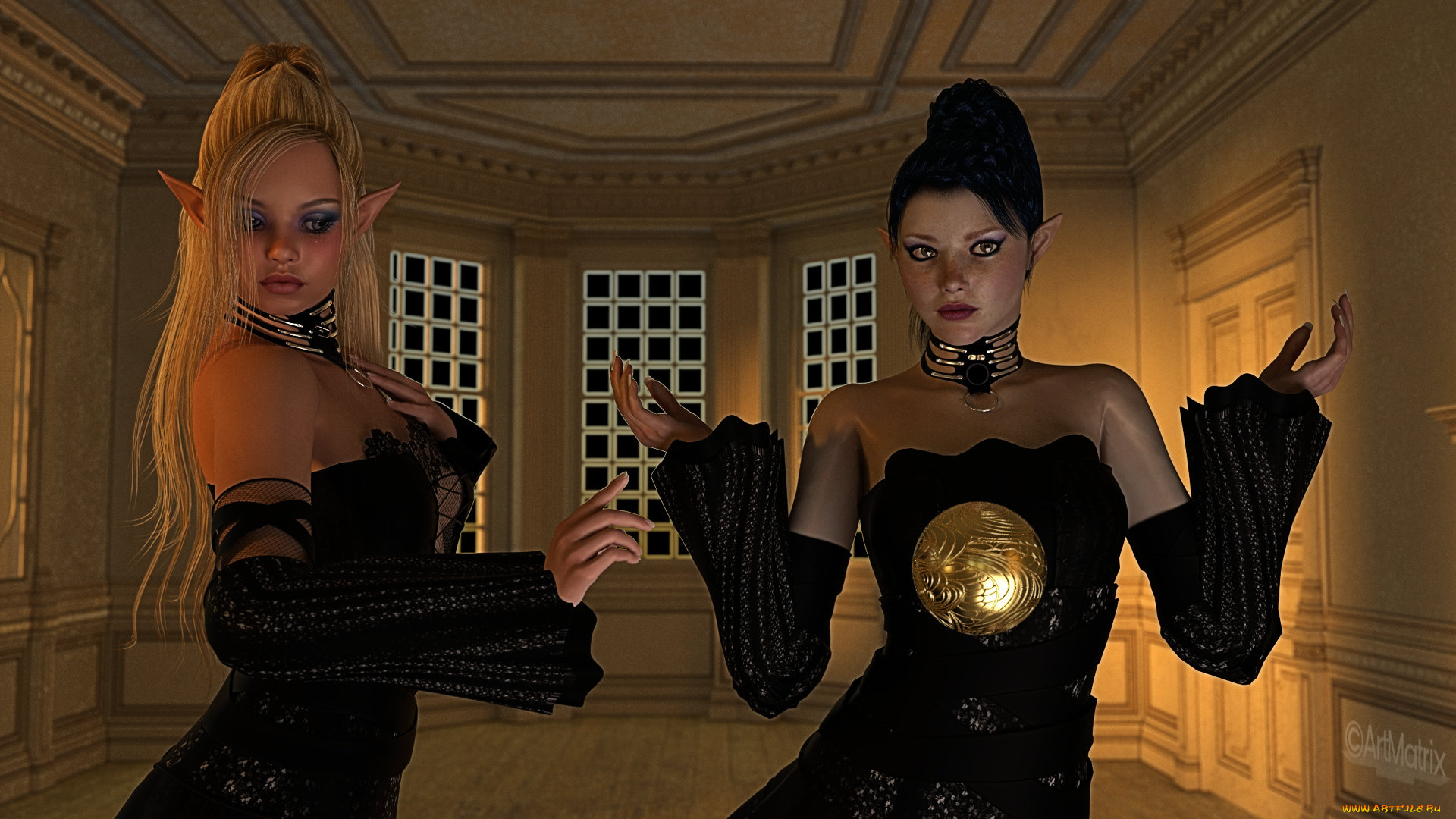 3д, графика, эльфы, , elves, фон, взгляд, эльфийка