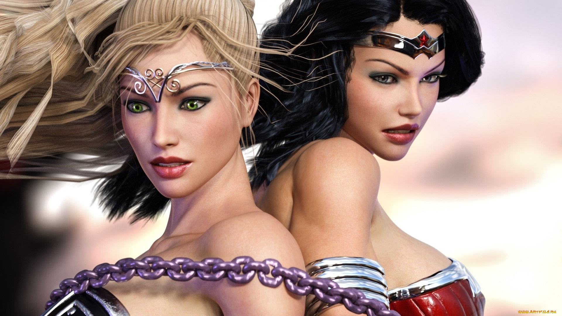 3д, графика, фантазия, , fantasy, фон, взгляд, девушки