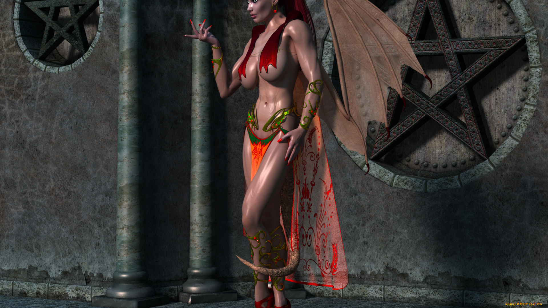 3д, графика, существа, , creatures, фон, взгляд, девушка