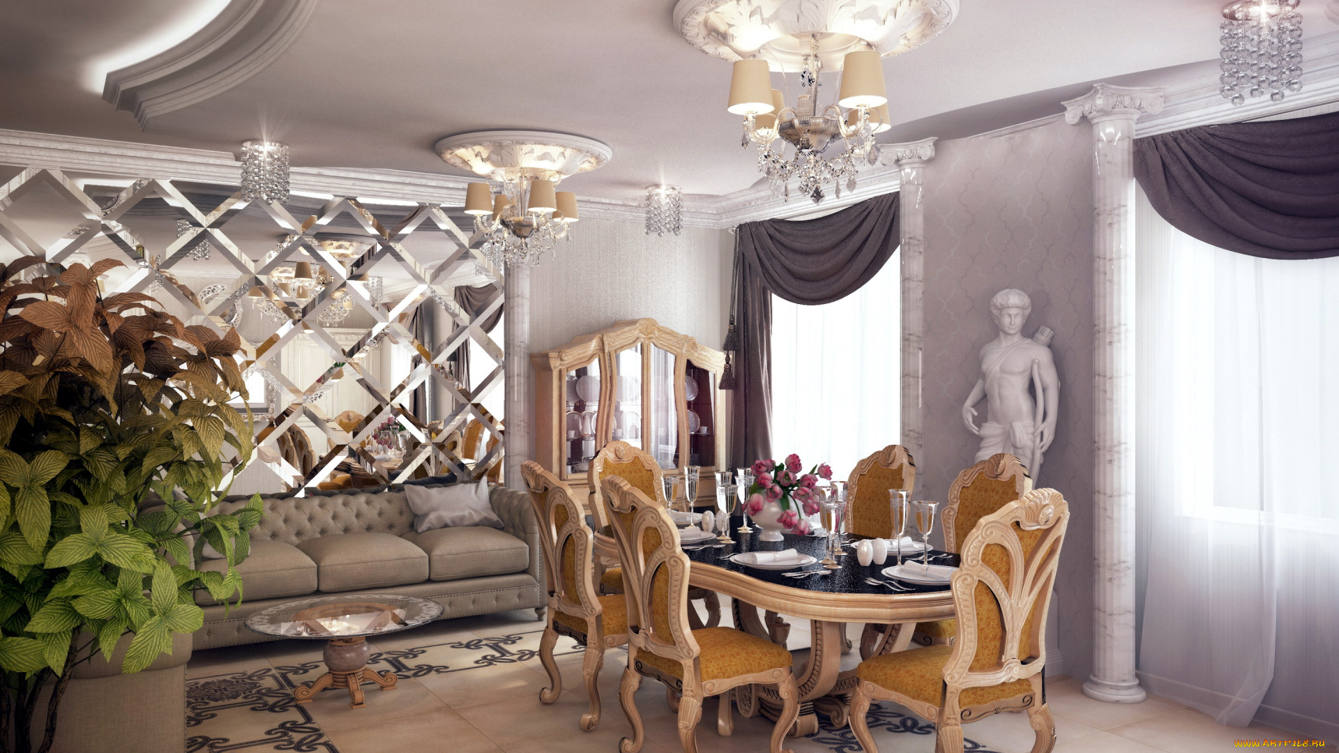 интерьер, столовая, сервировка, стол