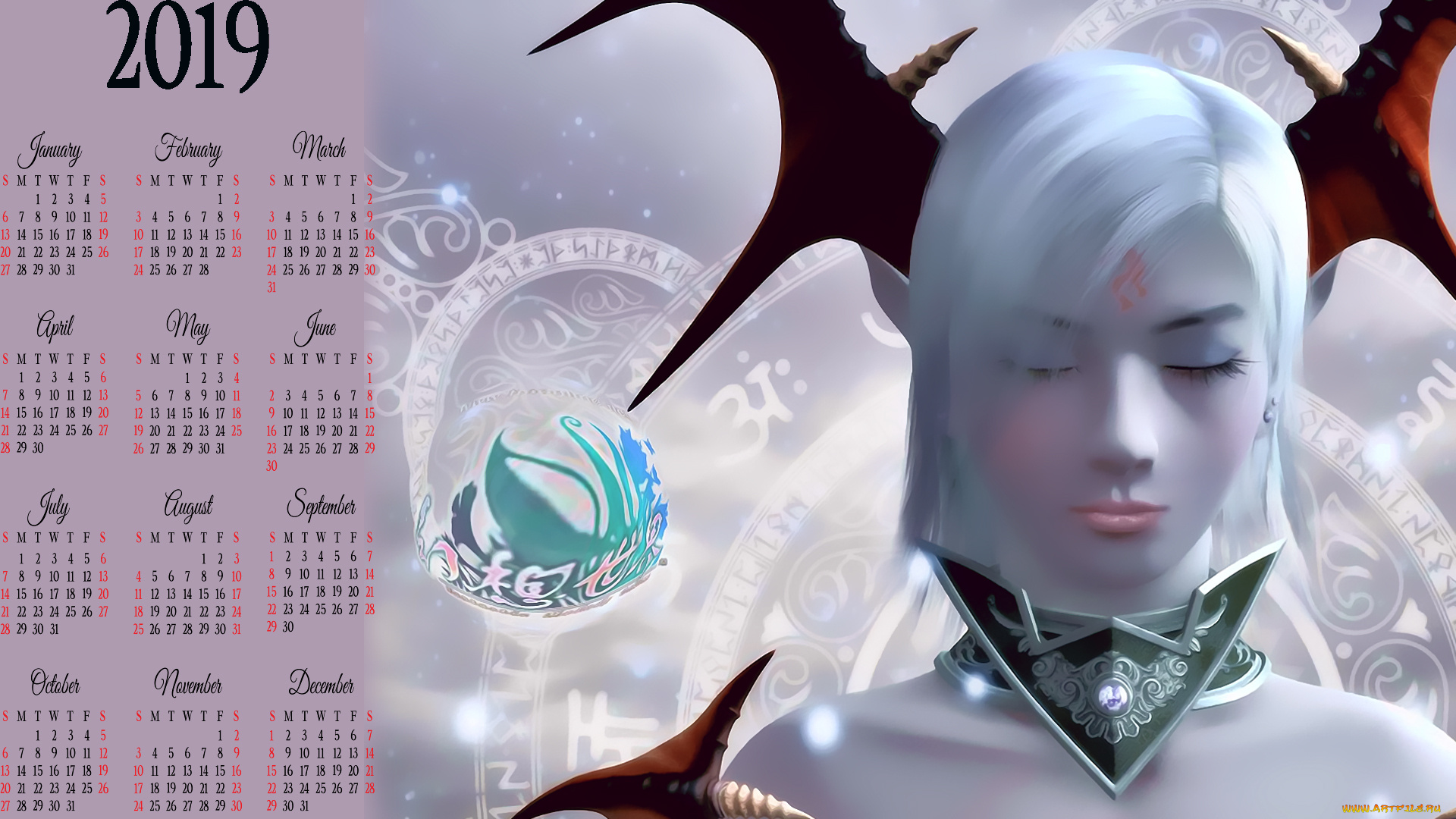 календари, фэнтези, 2019, женщина, calendar, девушка