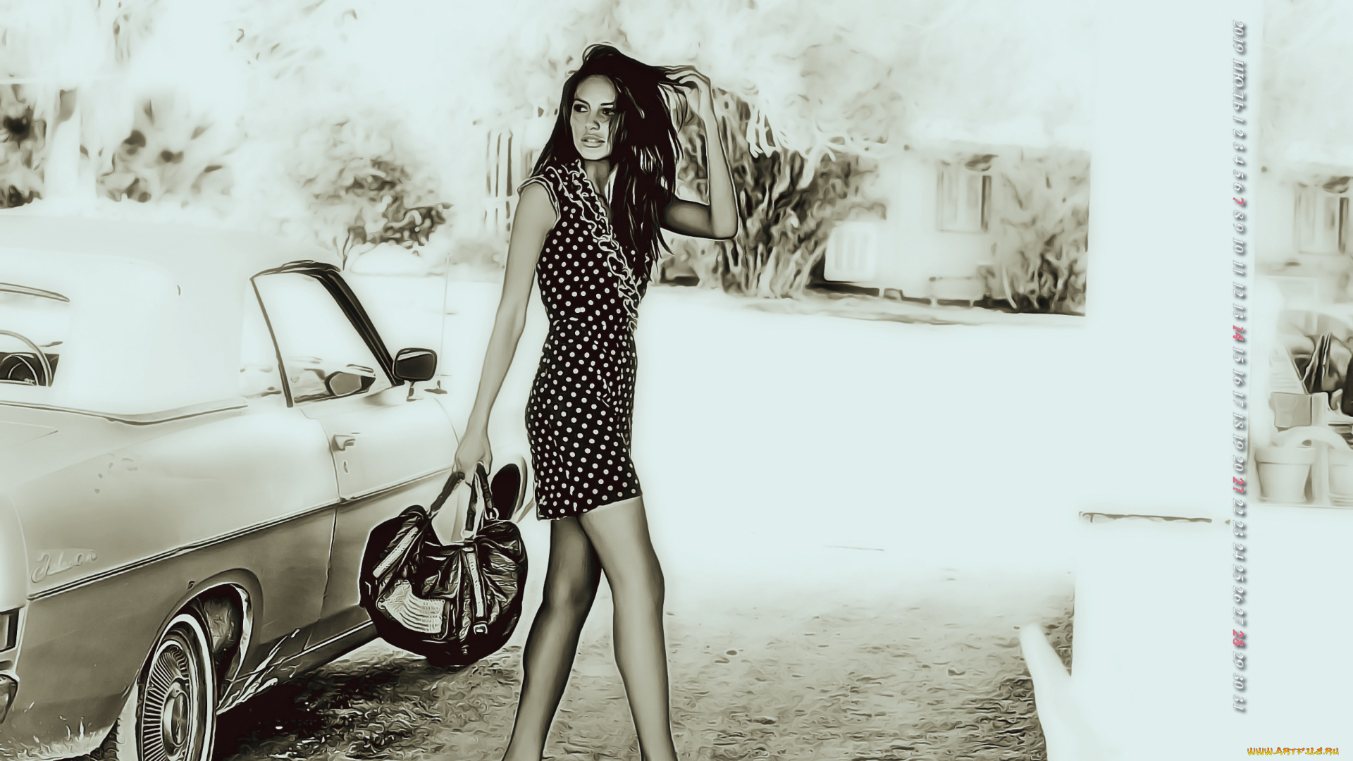 календари, компьютерный, дизайн, автомобиль, 2019, calendar, женщина, машина, сумка, девушка