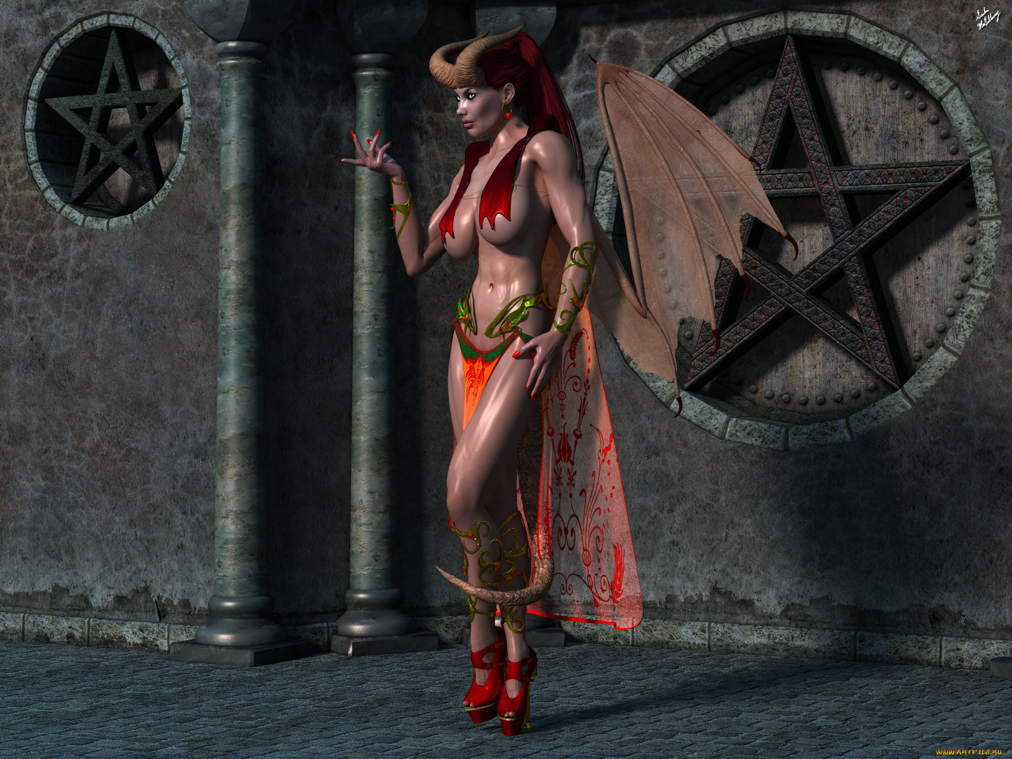 3д, графика, существа, , creatures, фон, взгляд, девушка