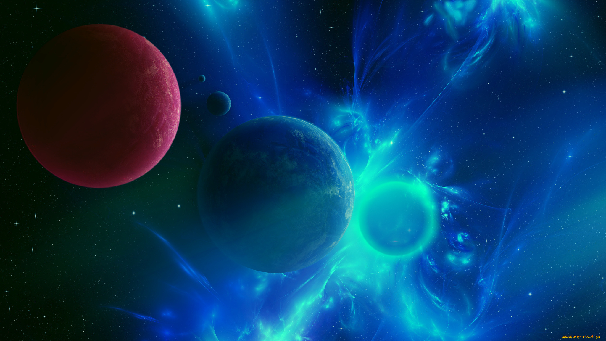 космос, арт, вселенная, планета, звезды, галактика