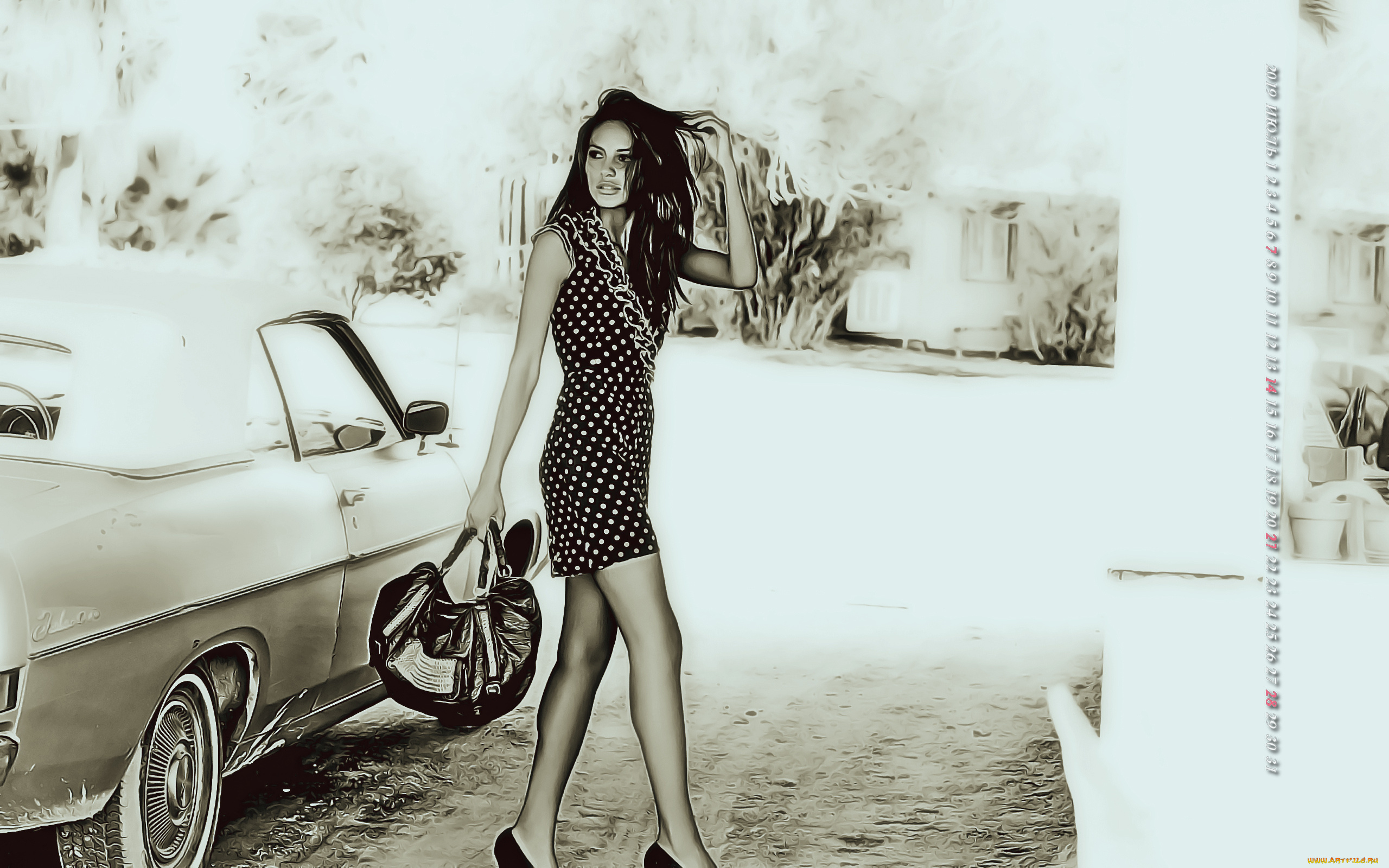 календари, компьютерный, дизайн, автомобиль, 2019, calendar, женщина, машина, сумка, девушка