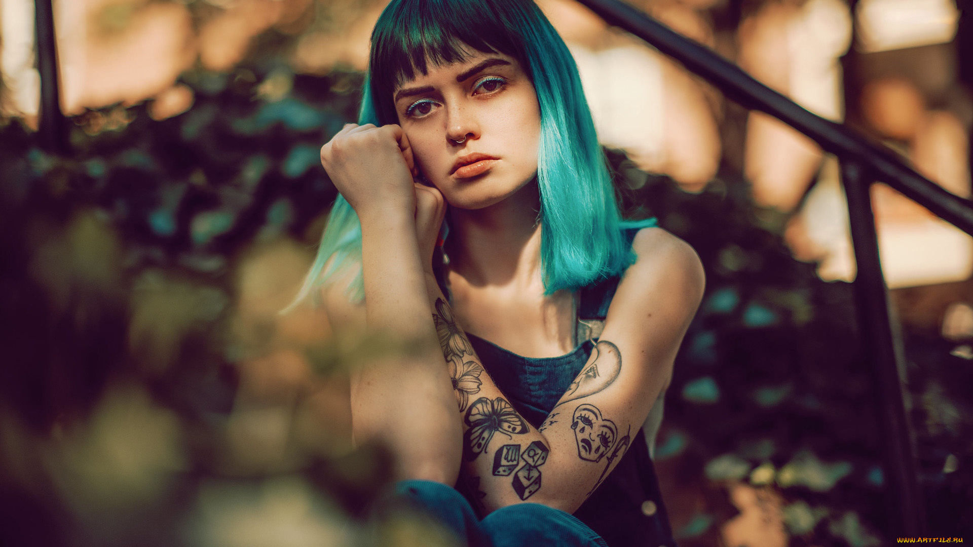 девушки, -, рыжеволосые, и, разноцветные, тату