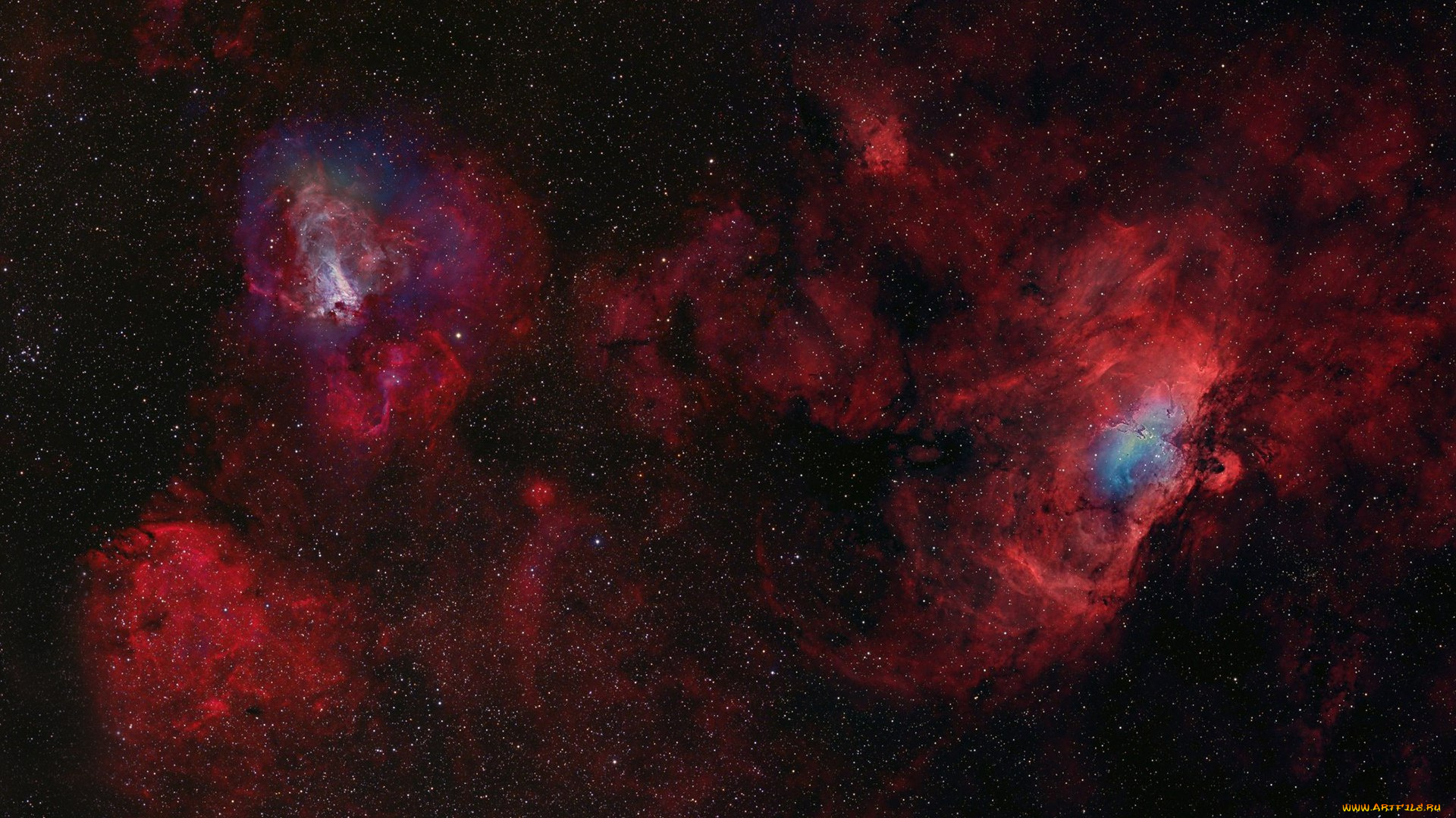 космос, галактики, туманности, орла, и, лебедя