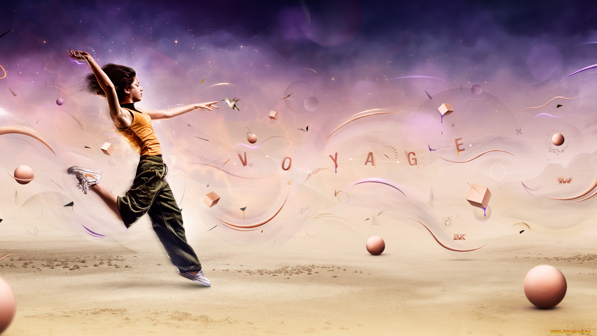 разное, компьютерный, дизайн, девушка, буквы, шары, майка, штаны, кроссовки