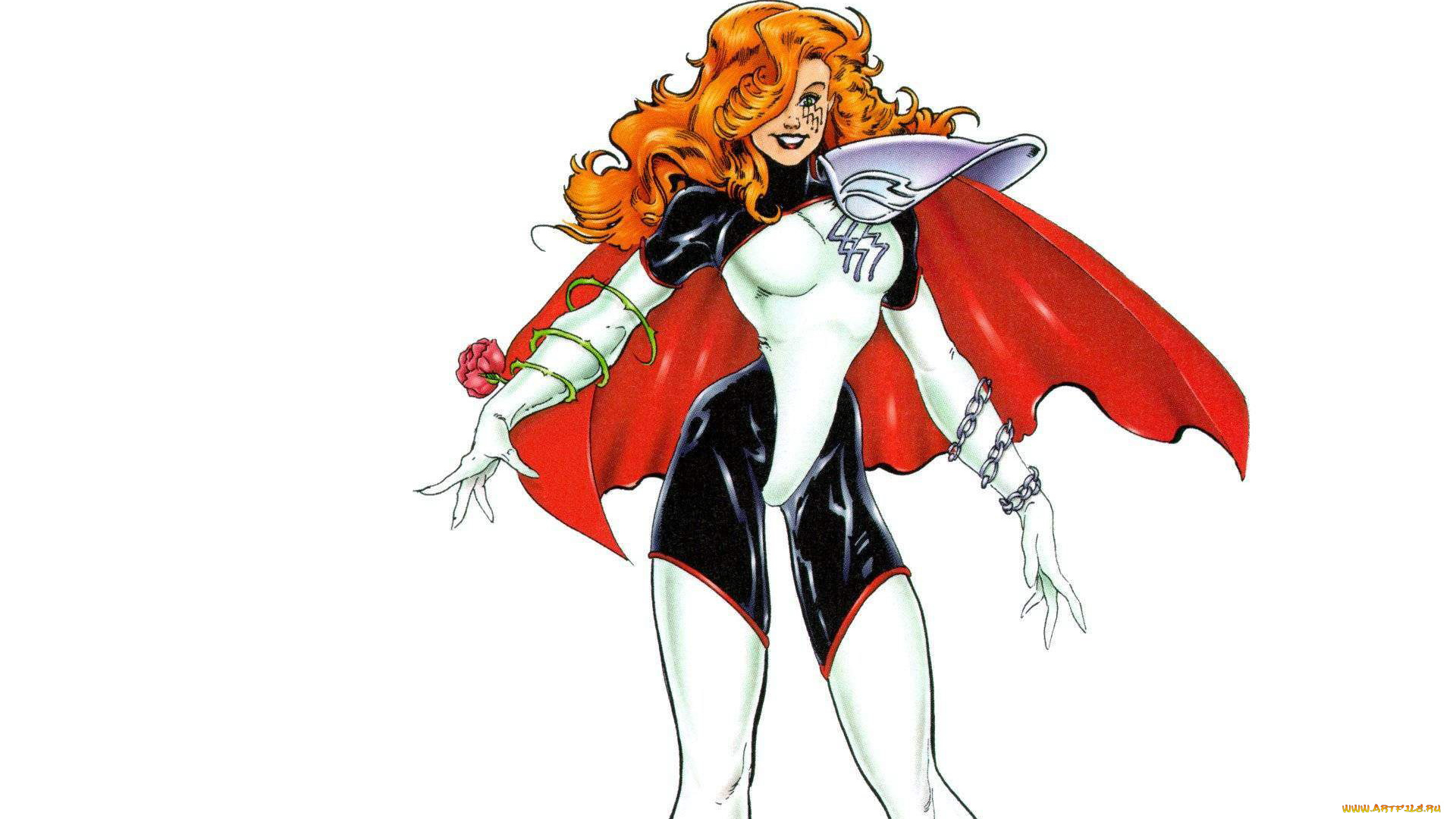 рисованное, joseph, michael, linsner, девушка, плащ, костюм, роза, цепь