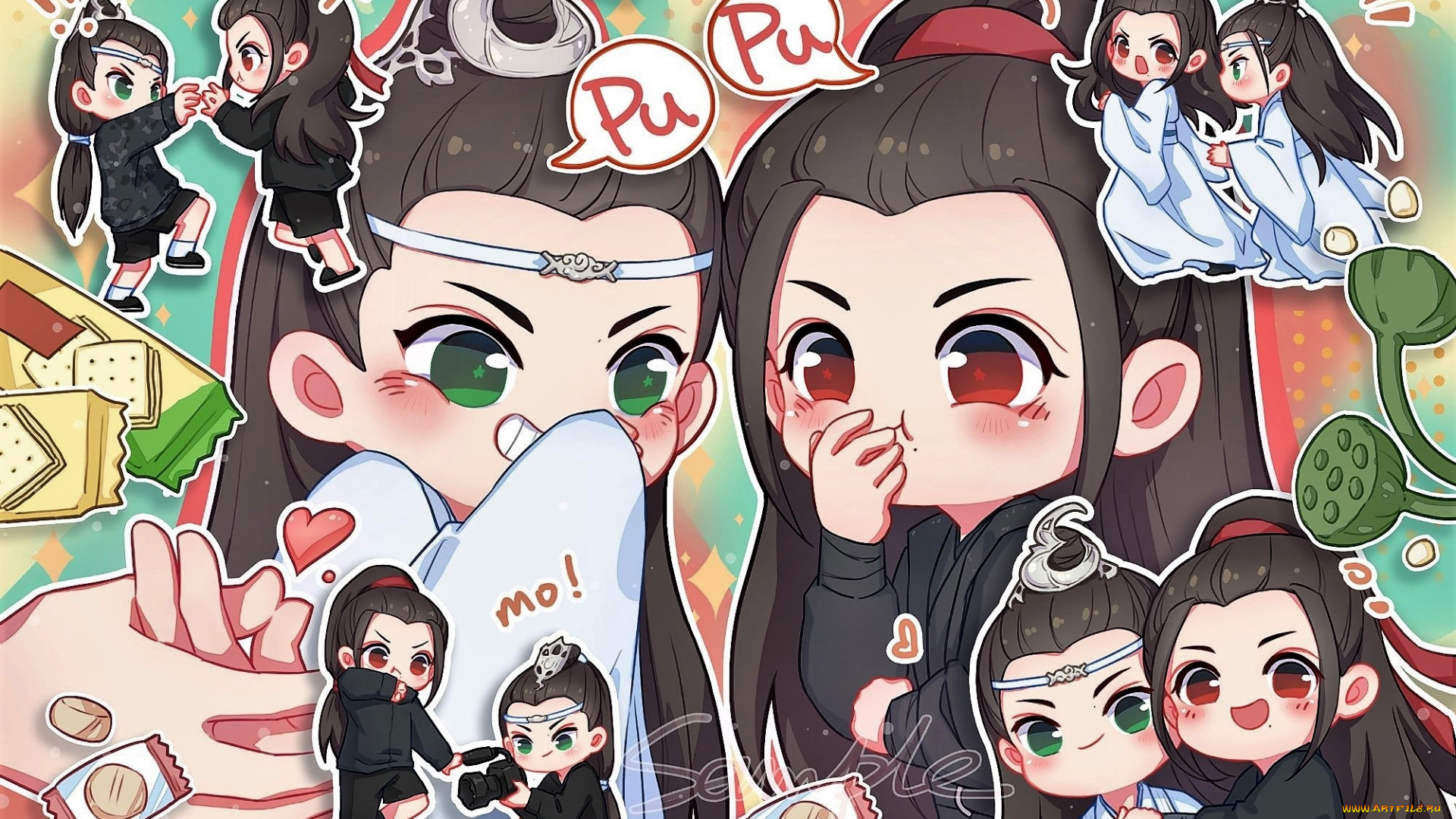 рисованное, кино, , мультфильмы, вэй, усянь, лань, ванцзы, чиби