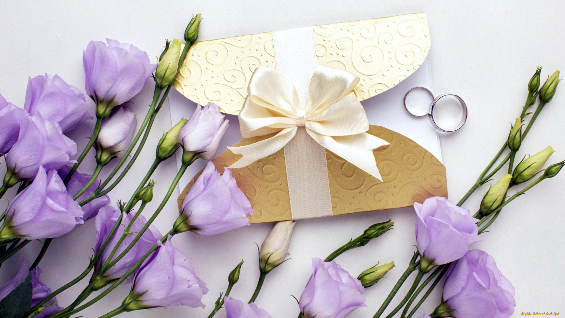 праздничные, подарки, и, коробочки, лиловая, эустома, конверт, бант