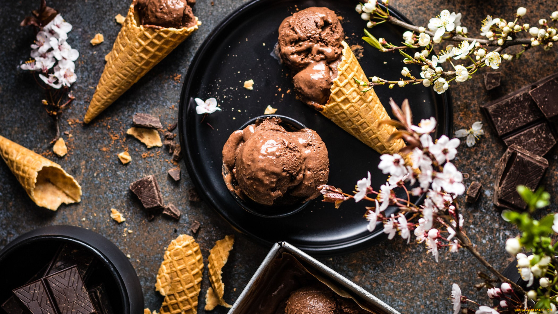 еда, мороженое, , десерты, шоколадное, вафельный, рожок, шоколад