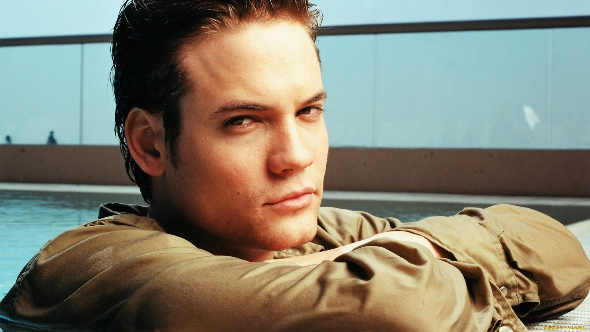 мужчины, shane, west, актер, лицо, рубашка, бассейн