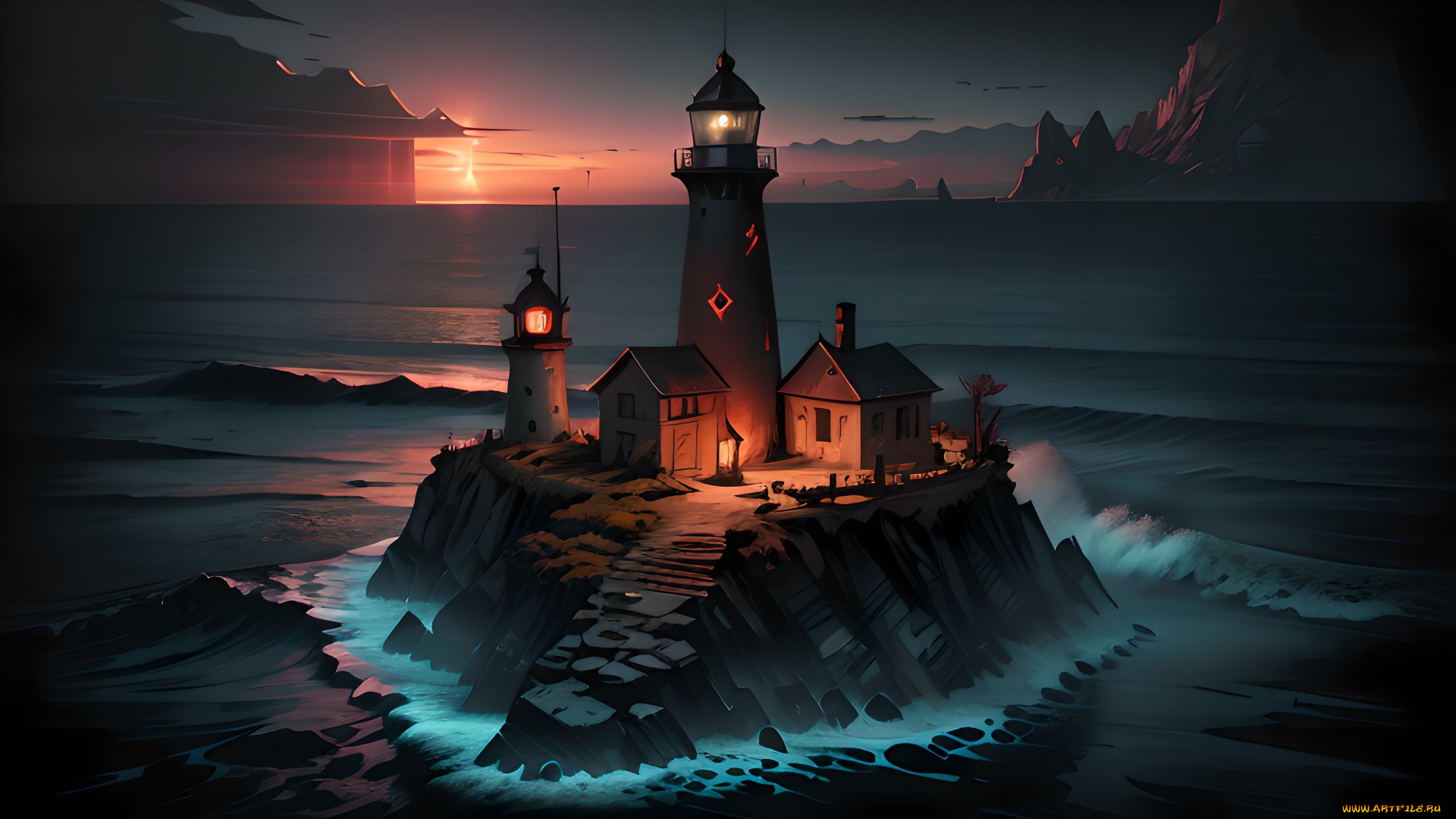 рисованное, города, нейросети, графика, нейроарт, ai, art, нейронные, сети, рисунки, нейро, искусство, маяк