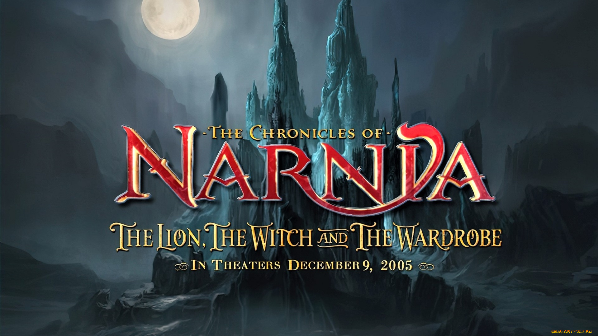 рисованное, кино, , мультфильмы, нарния, замок, скалы, луна