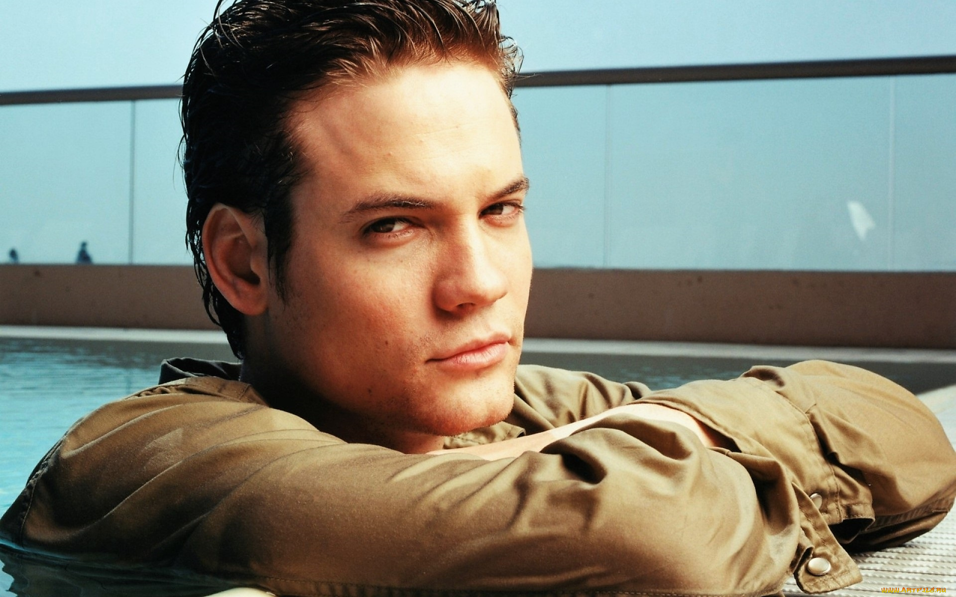 мужчины, shane, west, актер, лицо, рубашка, бассейн