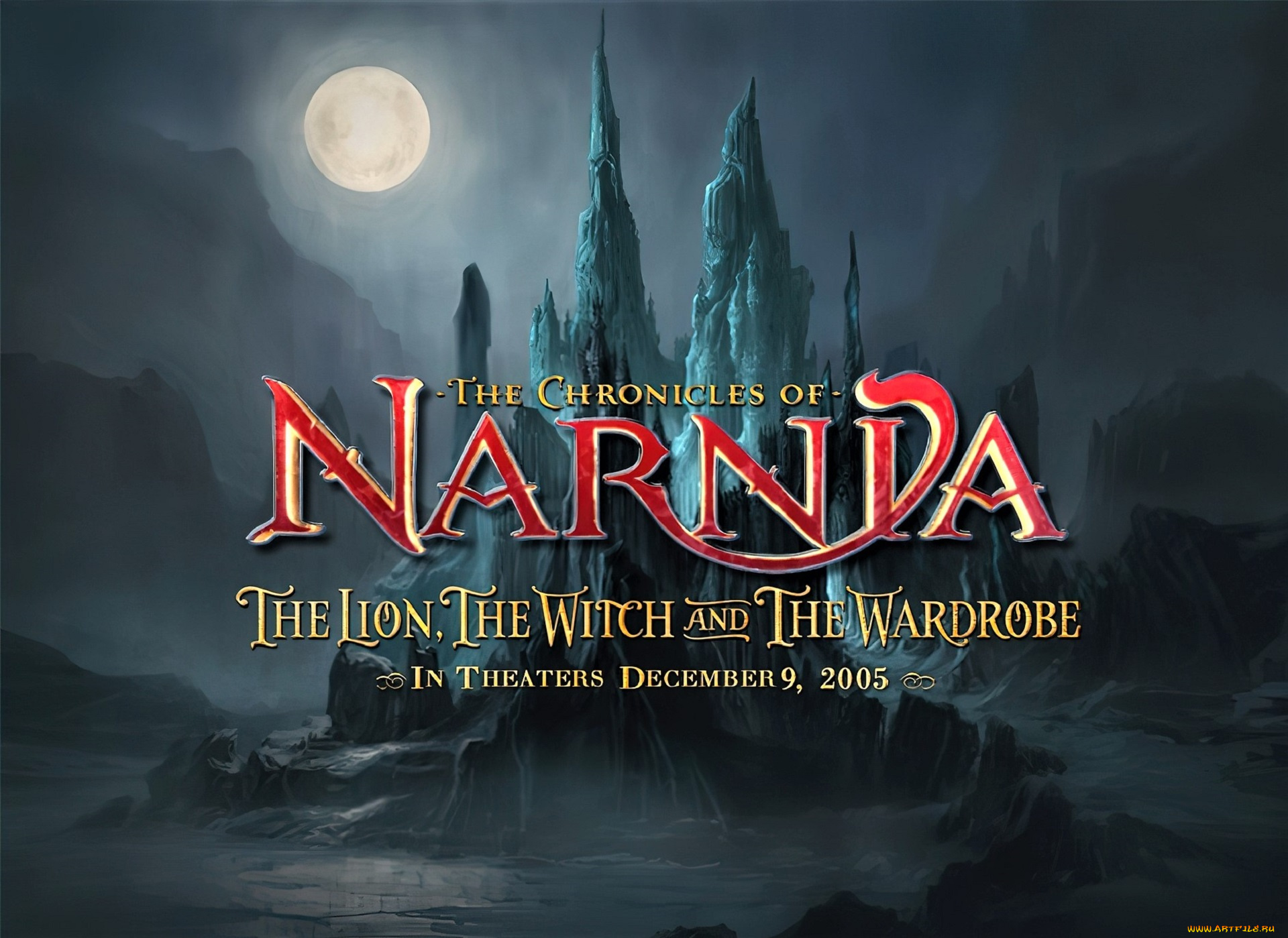 рисованное, кино, , мультфильмы, нарния, замок, скалы, луна