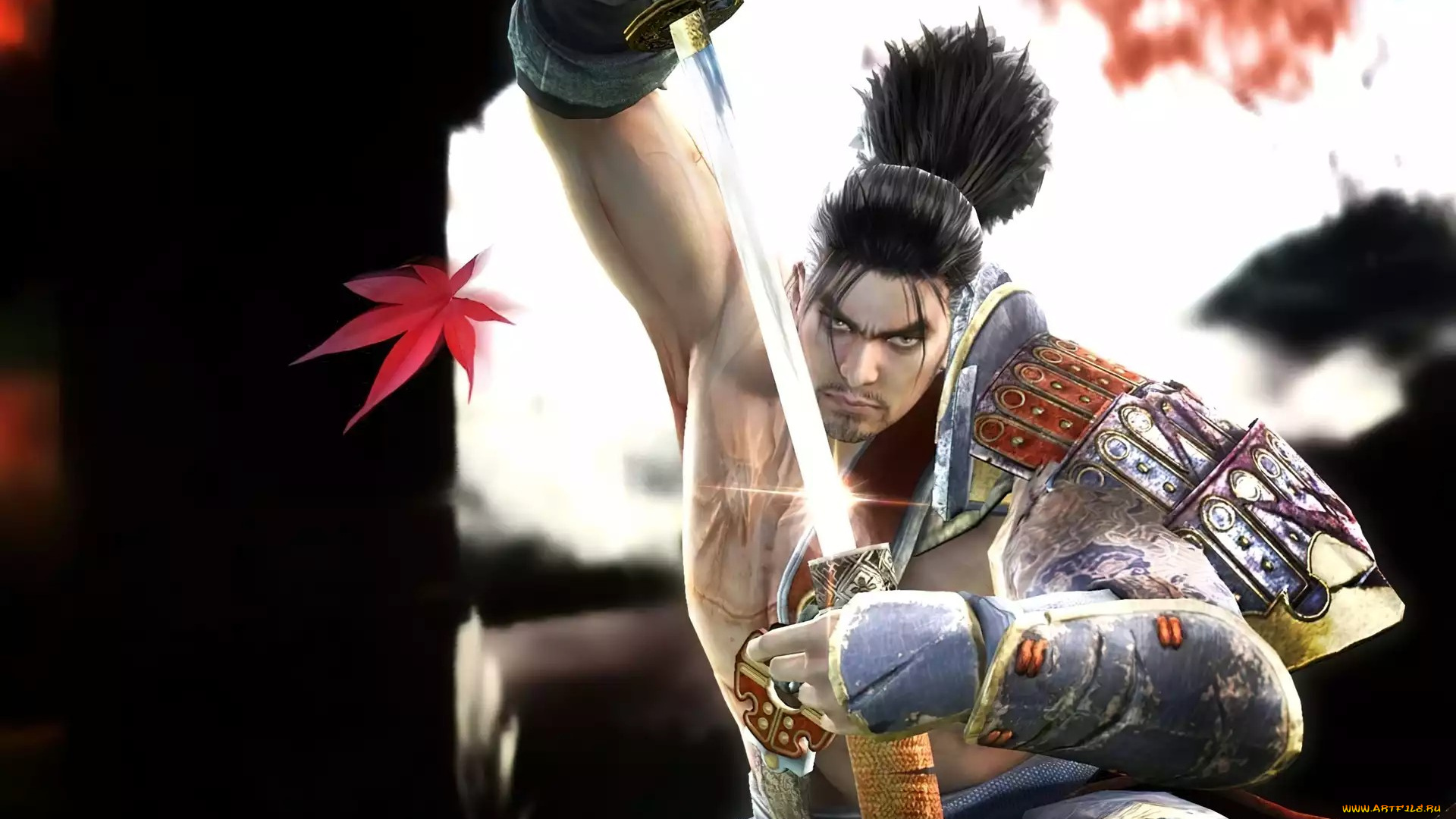 видео, игры, soulcalibur, , broken, destiny, воин, самурай, меч, листья