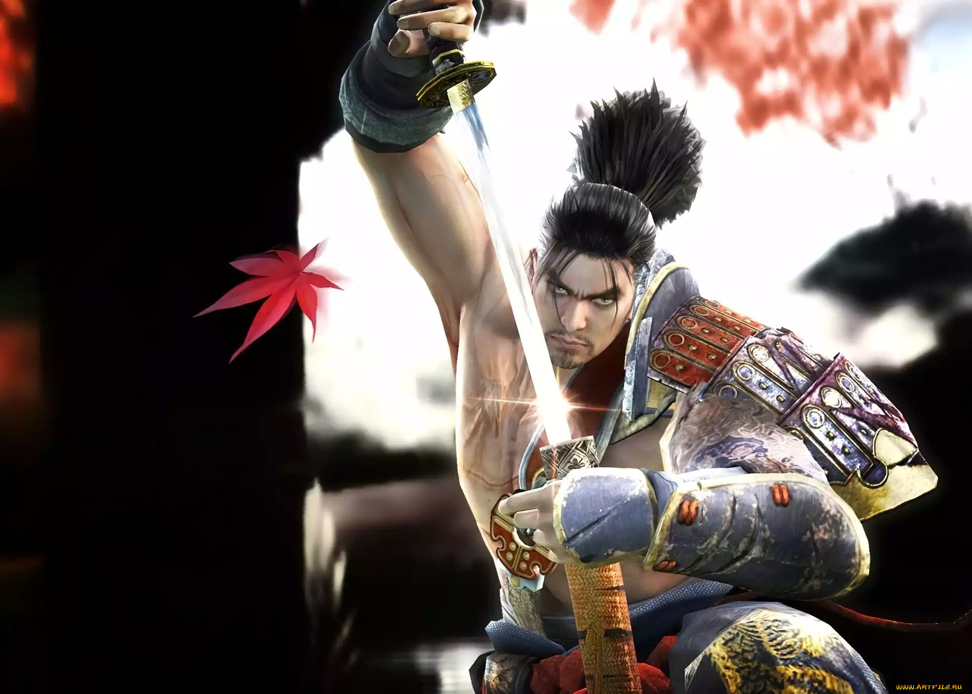 видео, игры, soulcalibur, , broken, destiny, воин, самурай, меч, листья